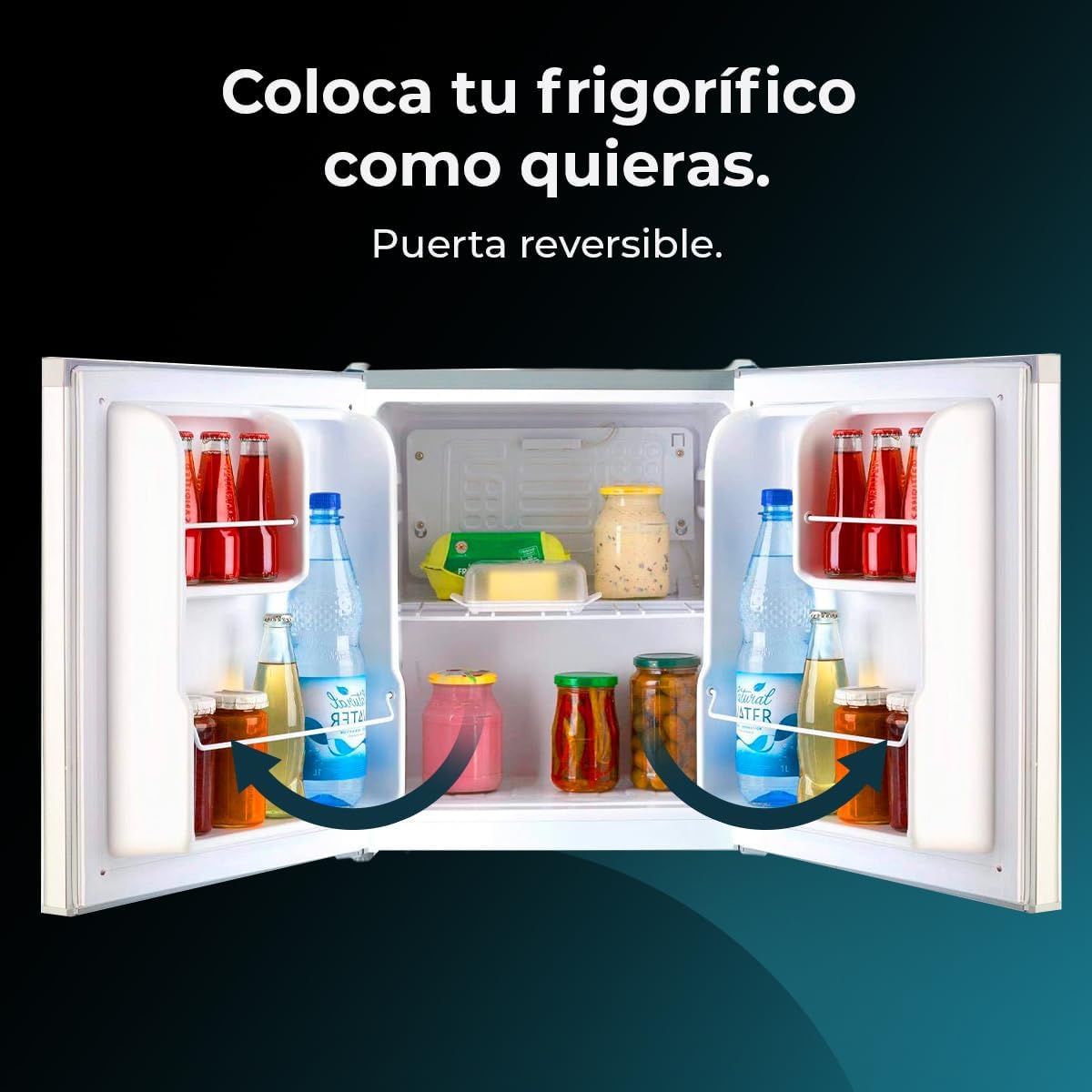 Cecotec Mini-Kühlschrank - 46 l Kühlschrank GrandCooler 20000 L SilentCompress Black. Höhe 48,7 cm, Breite 48 cm, Niedriger Energieverbrauch, Umkehrbare Tür, Zyklischer Betrieb, Kompaktes Design