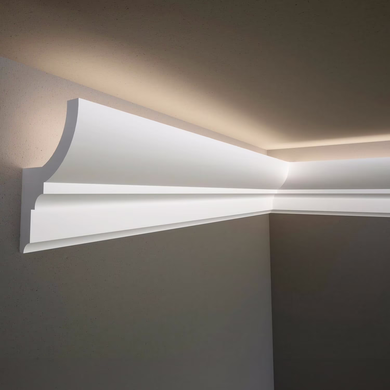 7-Piece 94.5?? (55.12 ft) Crown Molding with Duct Kit for Seamless Ambient Home Accent Lighting | Waterproof Channel for Easy LED Strip Installation (CROWN MOLDING WITH LED DUCT)