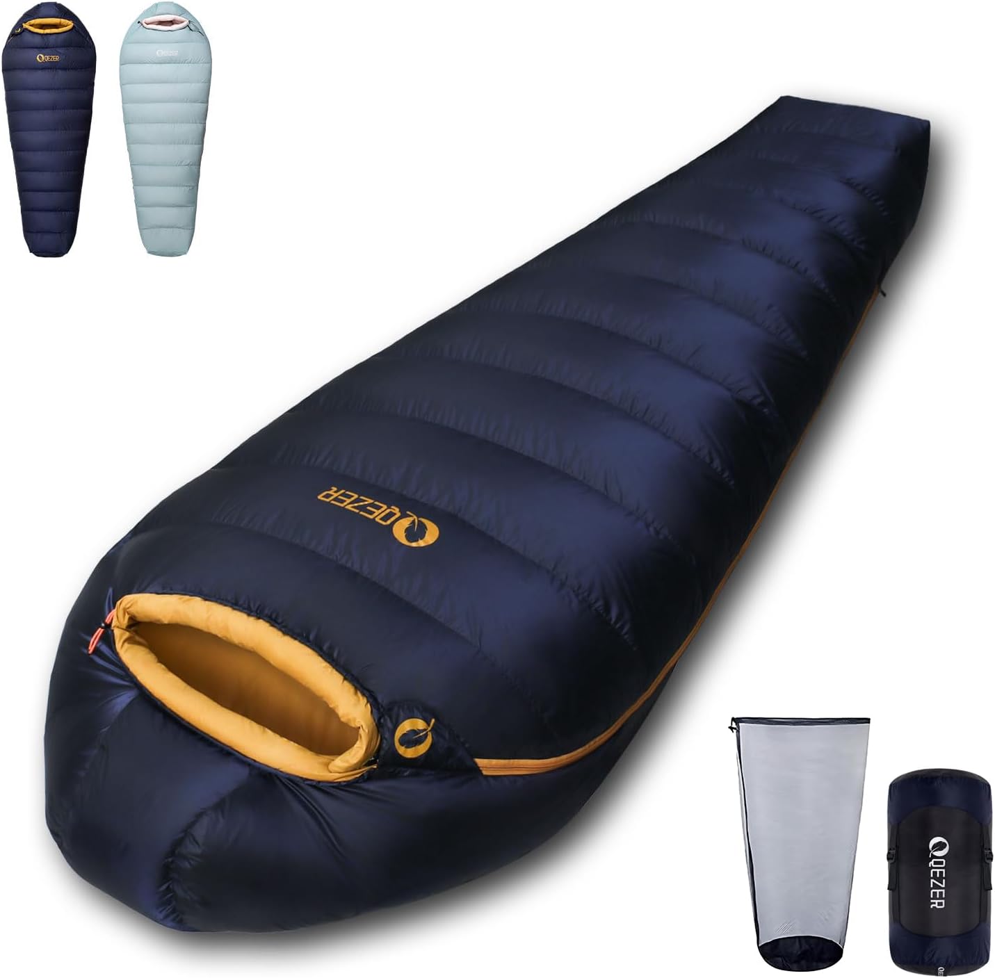 Daunenschlafsack, Winterschlafsack mit antistatischem Graphenfutter, 620FP Bauschkraft, 1450 Gramm, -24°C bis 0°C, geeignet für Camping, Wandern und Trekking.