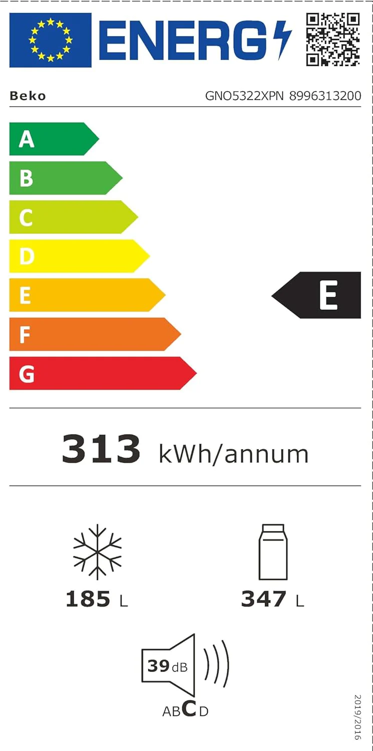 Beko GNO5322WDXPN Side-by-Side, Koelkast, Vriesvak, 532 l totaalvolume, 347 liter koelruimte, 185 liter vriesruimte, multifunctioneel display, NoFrost, waterdispenser, RVS