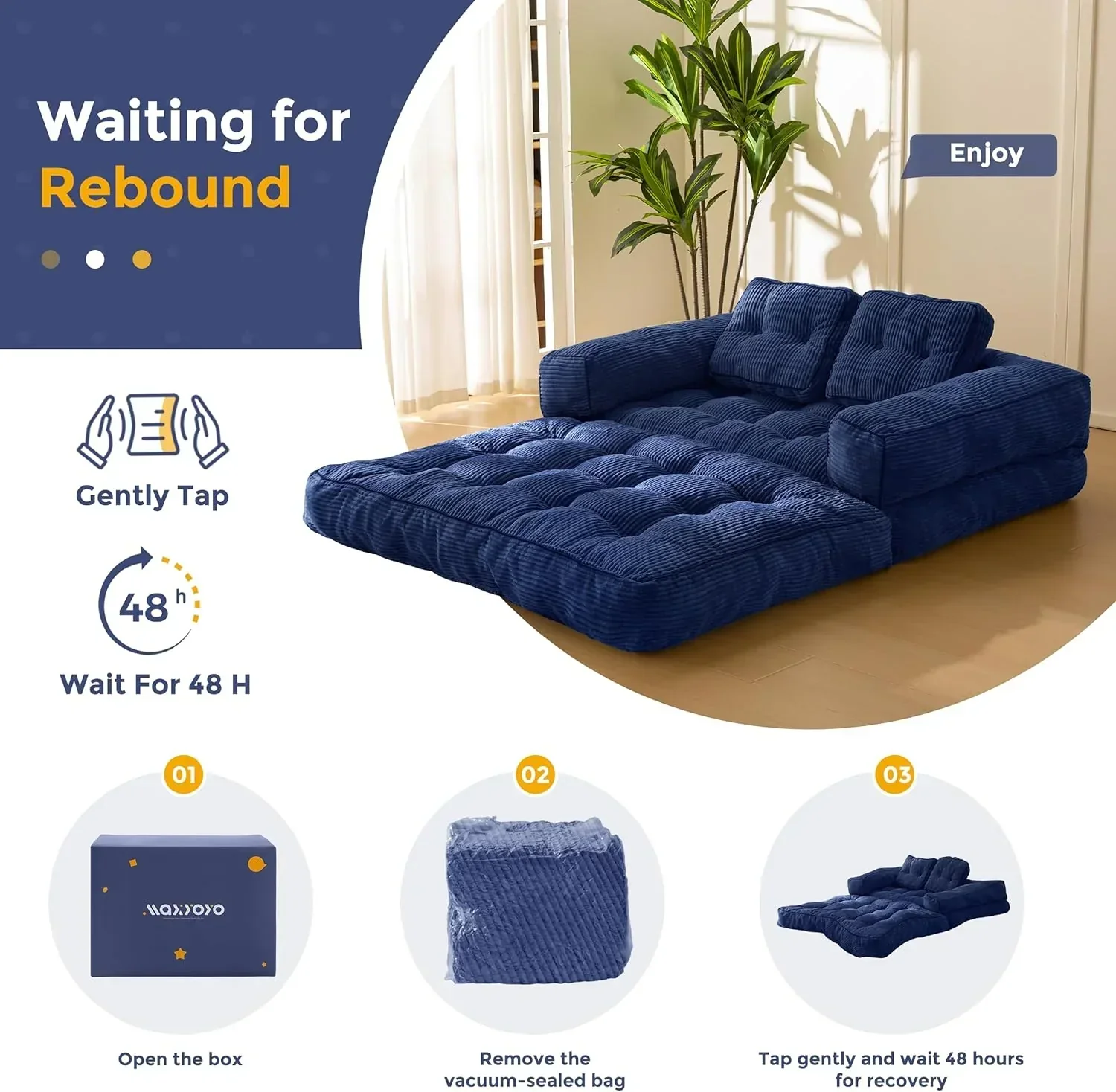 Folding Sofa Bed L-Shaped Convertible Sofa Bed with Armrests and Pillows