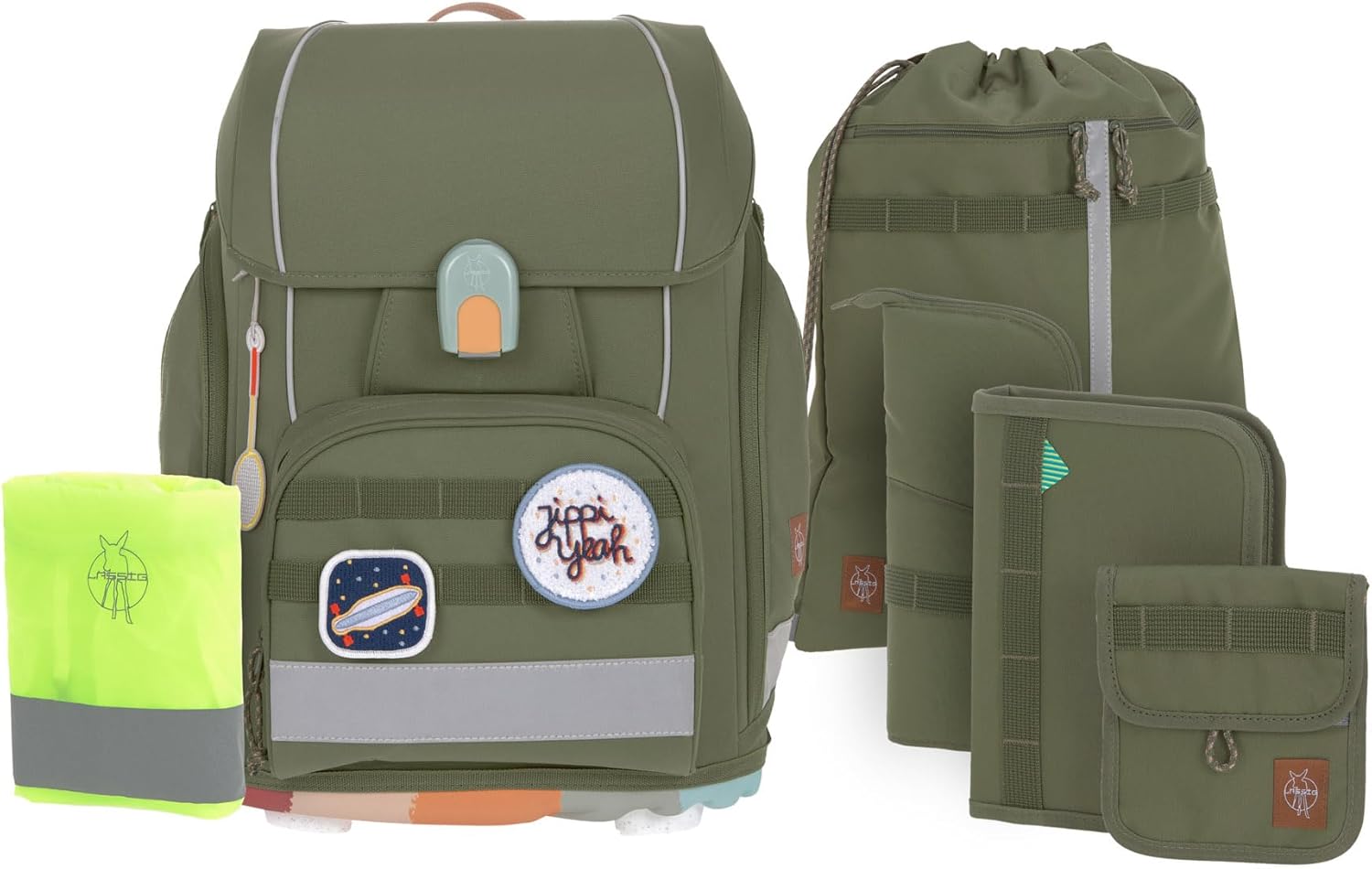 LÄSSIG 7-teiliges Schulranzen Set Kinder/School Set Boxy Unique Schwarz