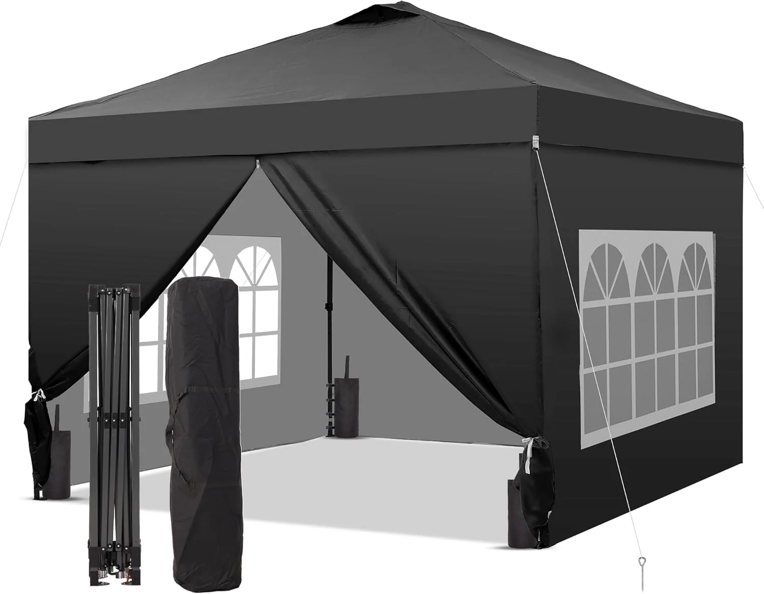 GDY 12x12 Pop Up Canopy Tent with 4 Sidewalls, Easy Set up with One Push Lift Gazebo