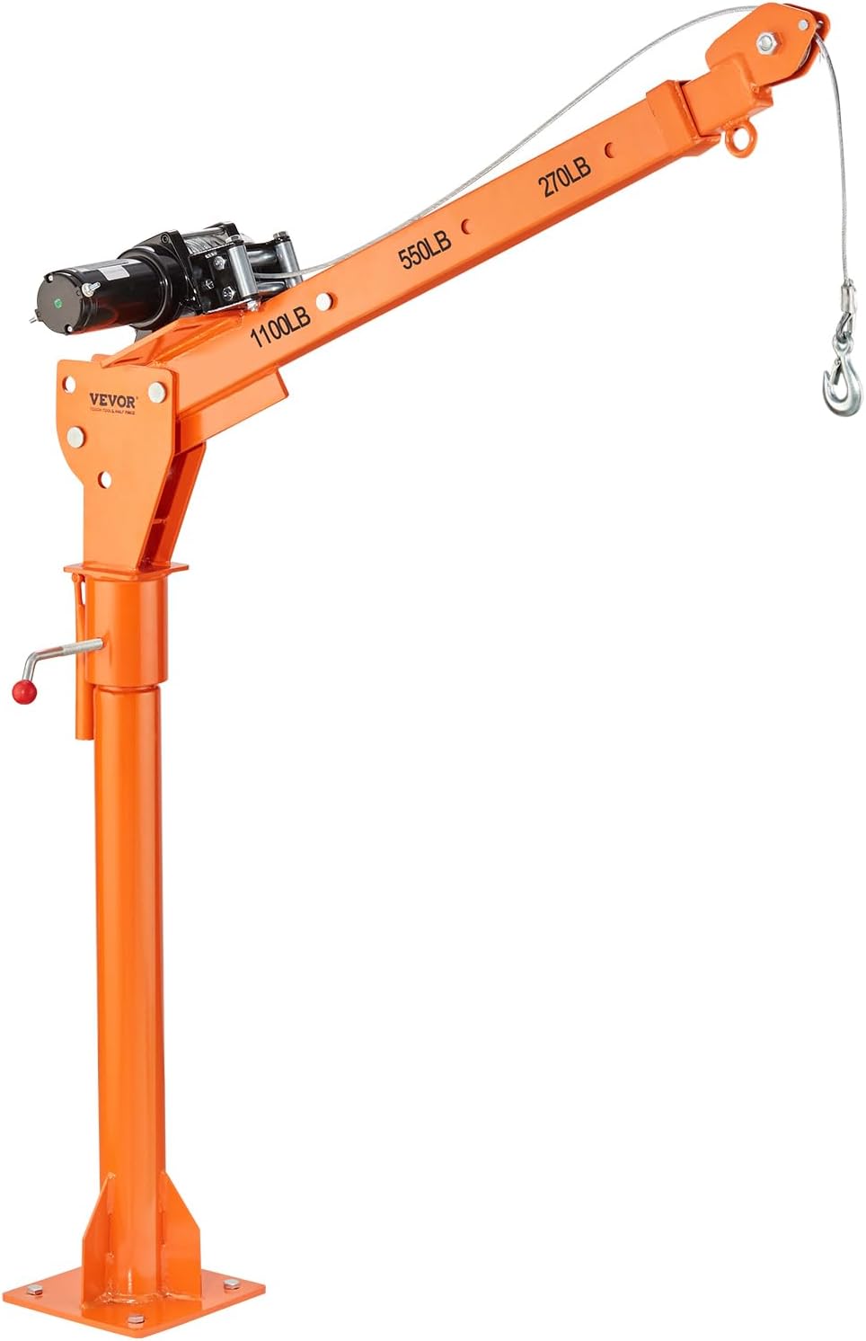 VEVOR Electric Truck Crane 1100 lbs Capacity, 360�� Swivel, Adjustable Boom, Heavy-Duty Lifting for Construction & Factory Use