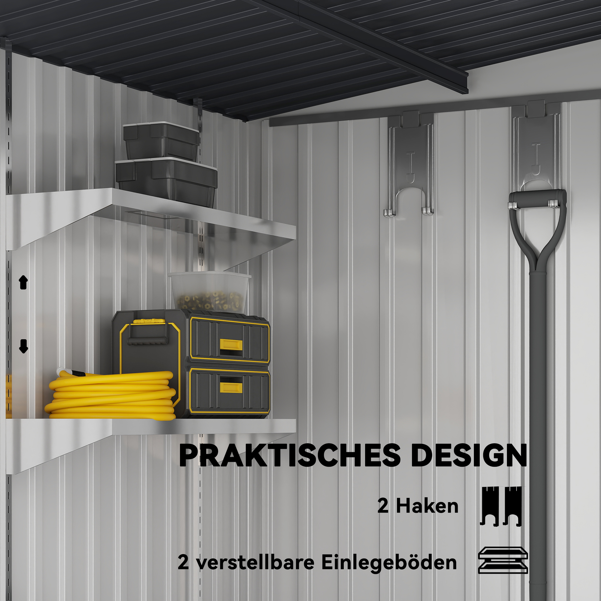 Metalen tuinberging 2,81m2 154x206,5x181 cm met pultdak en fundament