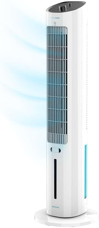 Cecotec Climatizador Evaporativo EnergySilence 2000 SkyCool. 60W, Depósito de 3L, Compatible con Aceites esenciales, 3 Velocidades, Oscilación de 50º, Asa en la Parte superior