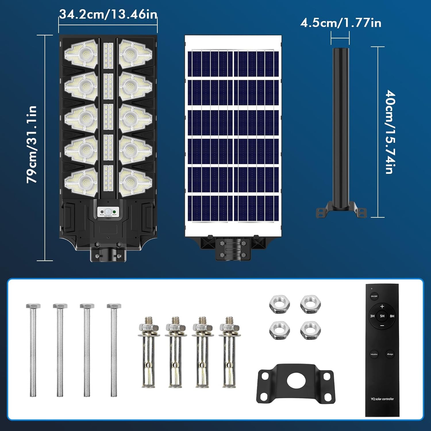 papasbox 6 Stück 2000W LED Solar Straßenlaterne mit Fernbedienung | Straßenlampe 6500K Solarbetriebene mit Bewegungsmelder Sensor | Außen Wegeleuchte im Freien Straßenleuchte