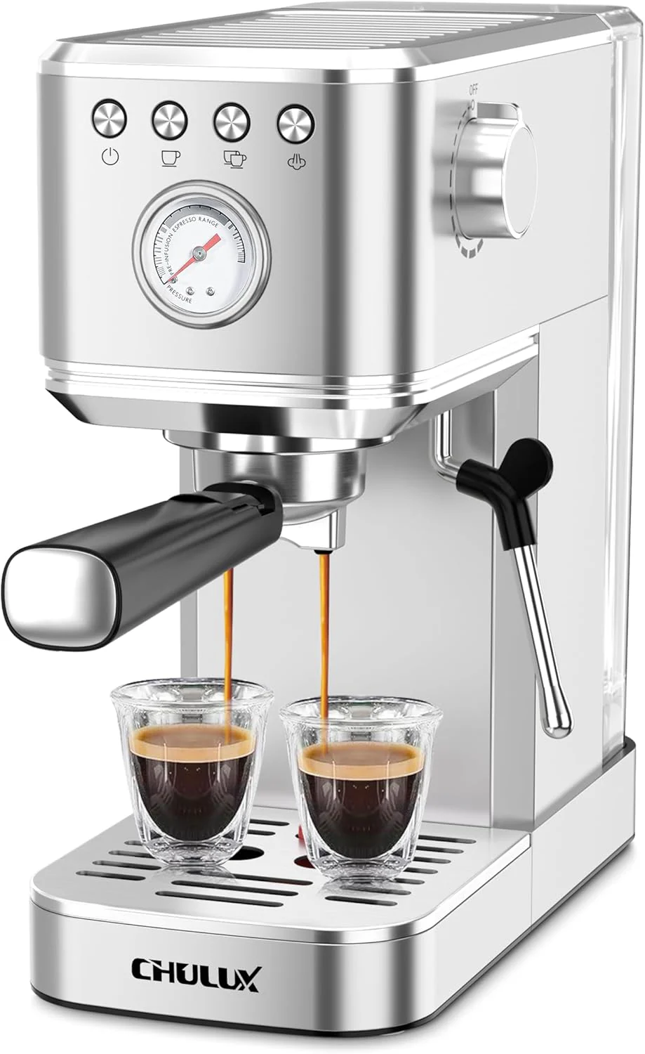 CHULUX Slim Espresso Machine with Milk Frother, 20 Bar Professional Italian Pump Espresso Coffee Machine
