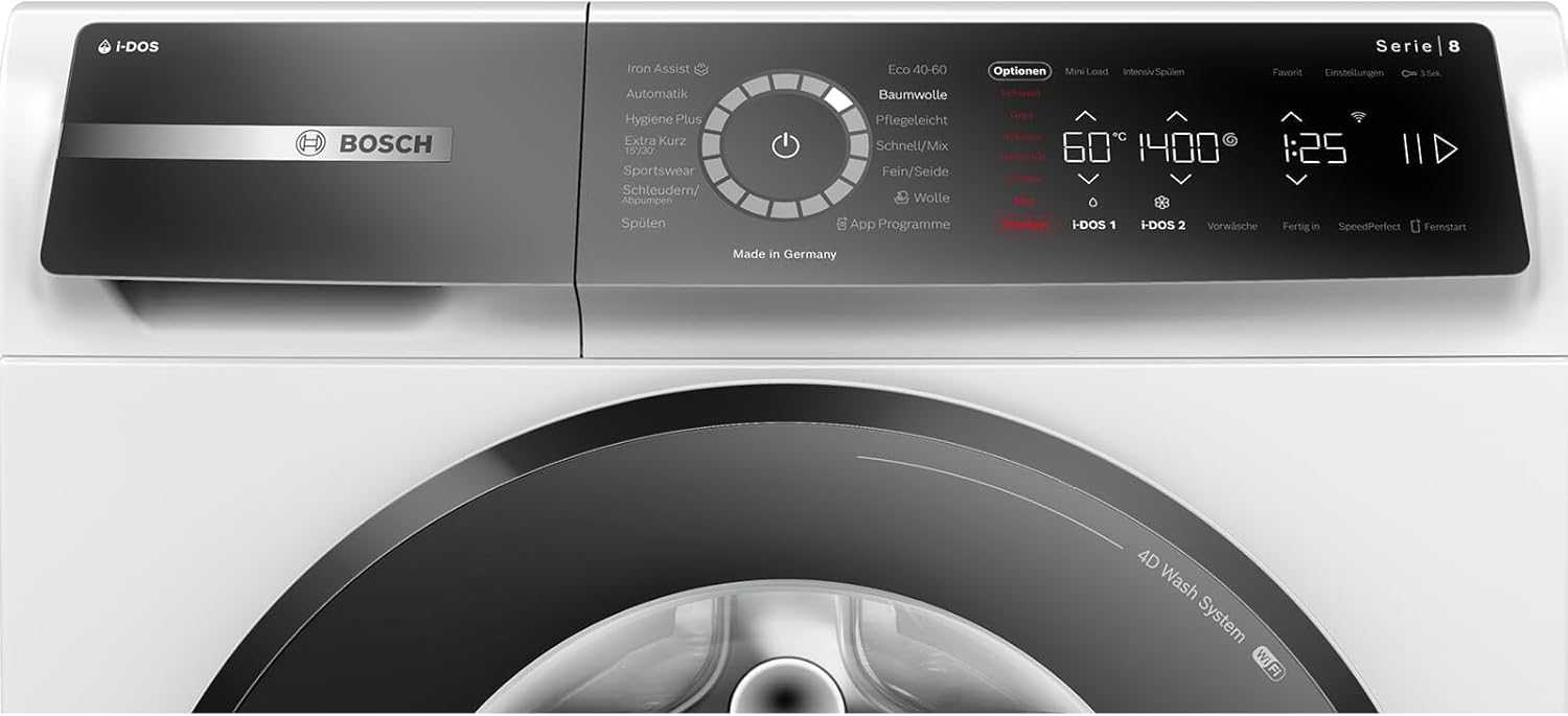 BOSCH WAN28127 Waschmaschine Serie 4, Frontlader mit 8kg Fassungsvermögen, 1400 UpM, Iron Assist, Active Water Plus, EcoSilence Drive, Speed Perfect, Weiß, 60cm
