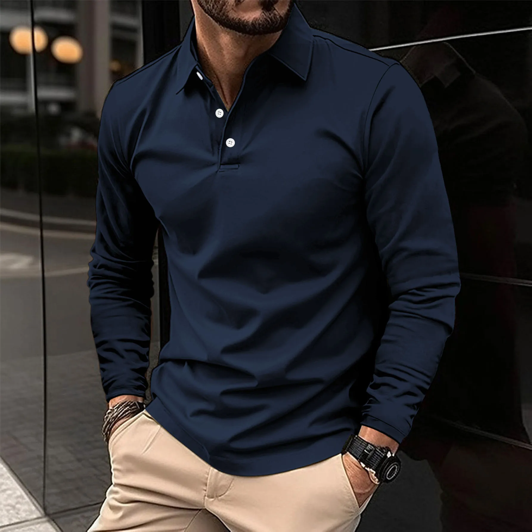 Scott | Herren Langarm-Polohemd mit elegantem Kragen