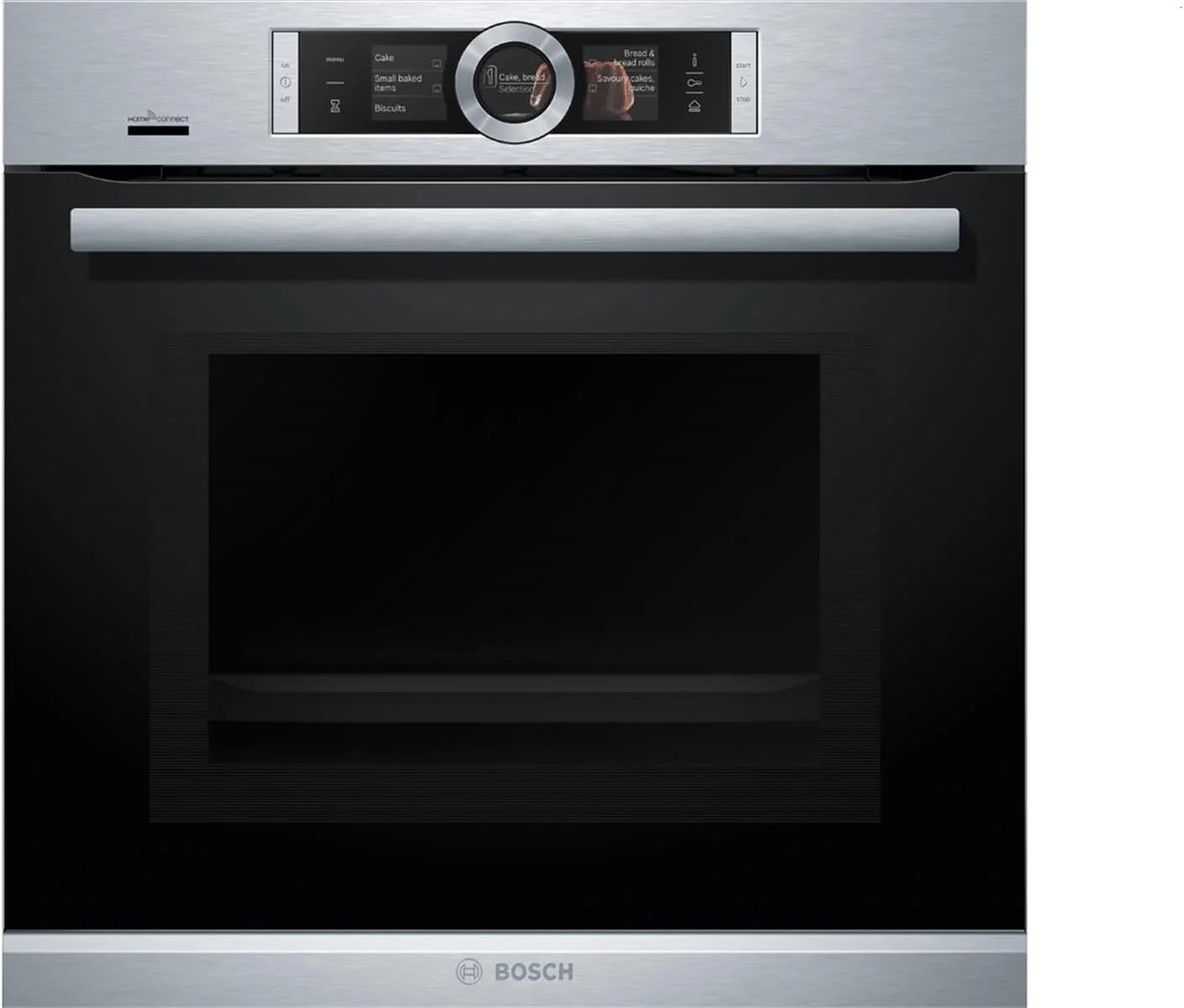 Bosch HMG7361B1, Serie 8 smarter Einbau-Backofen mit Mikrowellenfunktion, 60 x 60 cm, Made in Germany, Schwarz, Air Fry, Digitaler Bedienring, Touchdisplay, Automatikprogramme, Reinigungsunterst��tzung