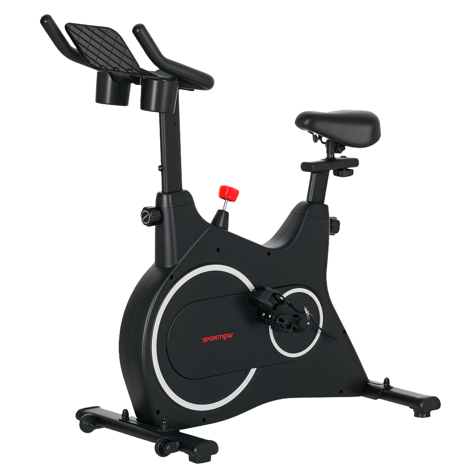 SPORTNOW Hometrainer Fiets, Fitness-Fiets met LCD-Monitor, Tablet-Houder, Flessenhouders, Comfortabele Zitting, Compact, Zwart