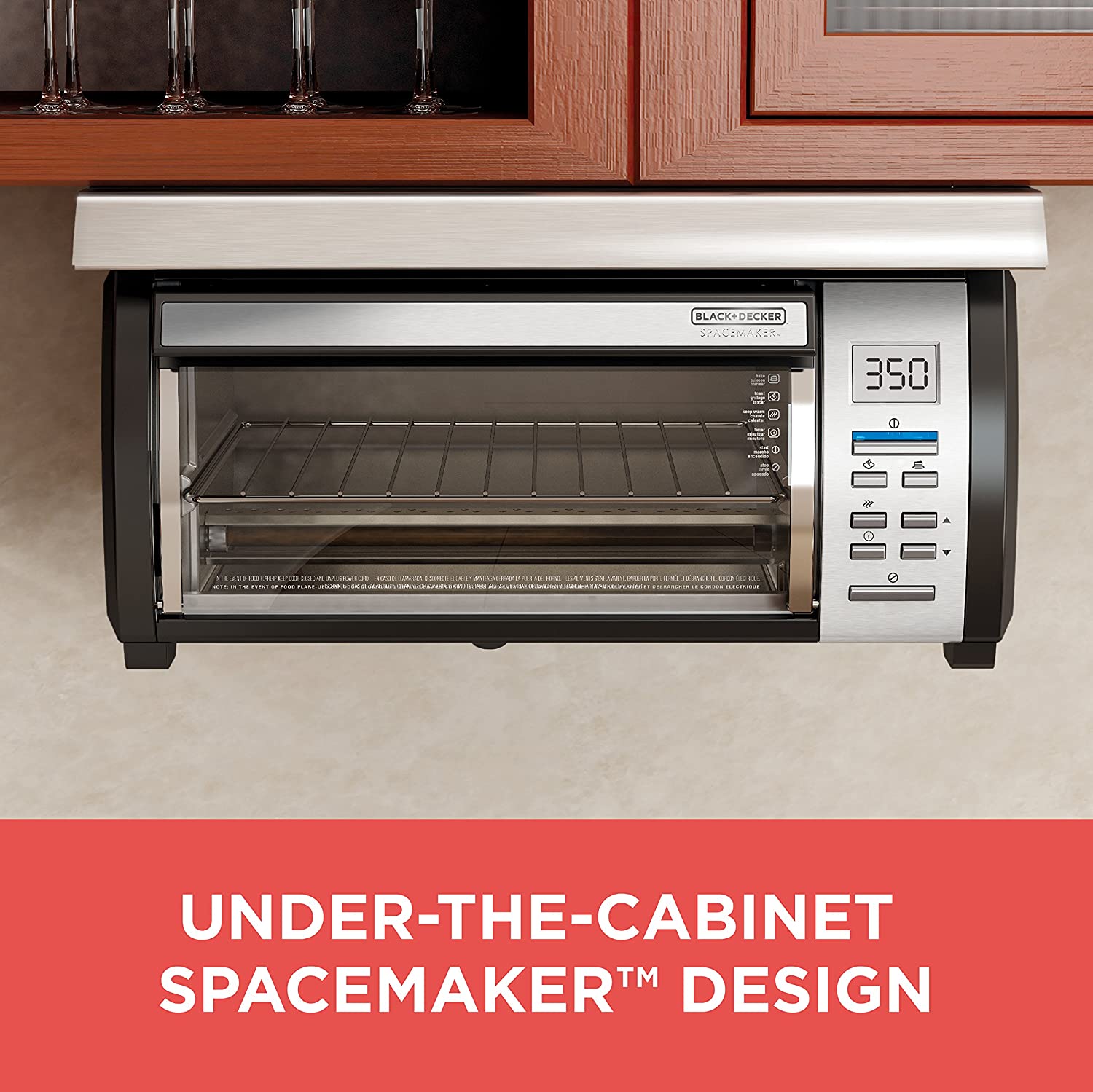 BLACK+DECKER Spacemaker Under-Counter Toaster Oven, Black/Stainless Steel, TROS1000D