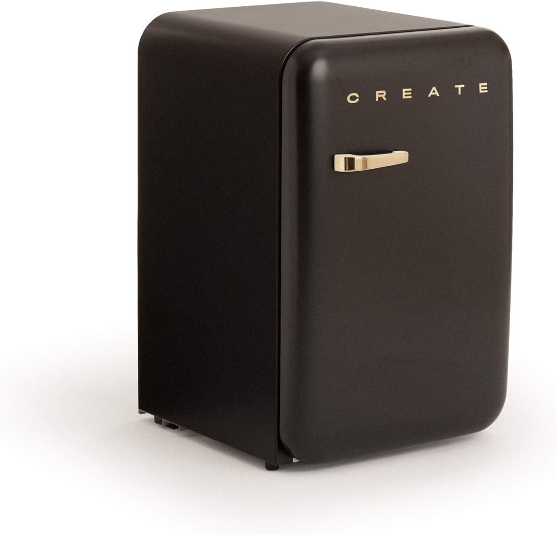 CREATE / RÉTRO FRIGO 83.5 ARGENT/Réfrigérateur noir avec poignée or / 98W, basse consommation, 2 étagères, régulateur de température, porte-bouteilles, 56x54x84cm.