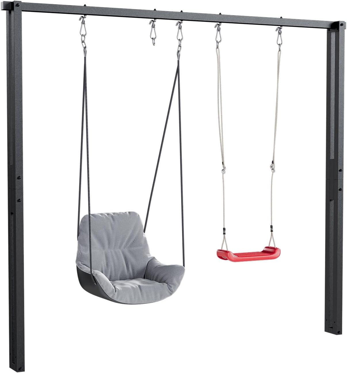 QLS Schaukelgestell 260 cm Doppelschaukel Gerüst Nestschaukelgestell aus Stahl Schwarz