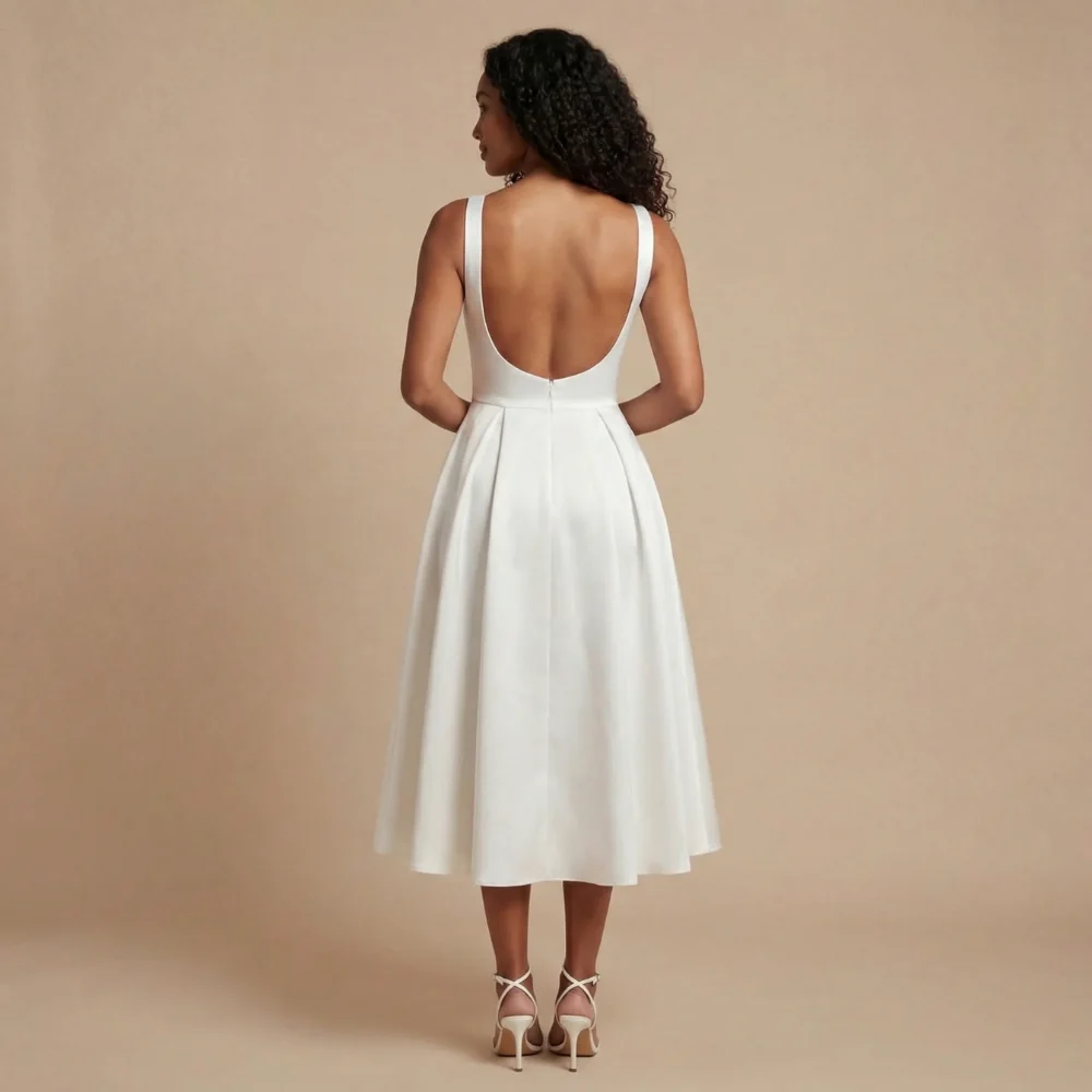?rmelloses Midi-Kleid mit U-Boot-Ausschnitt f��r Hochzeitsg?ste