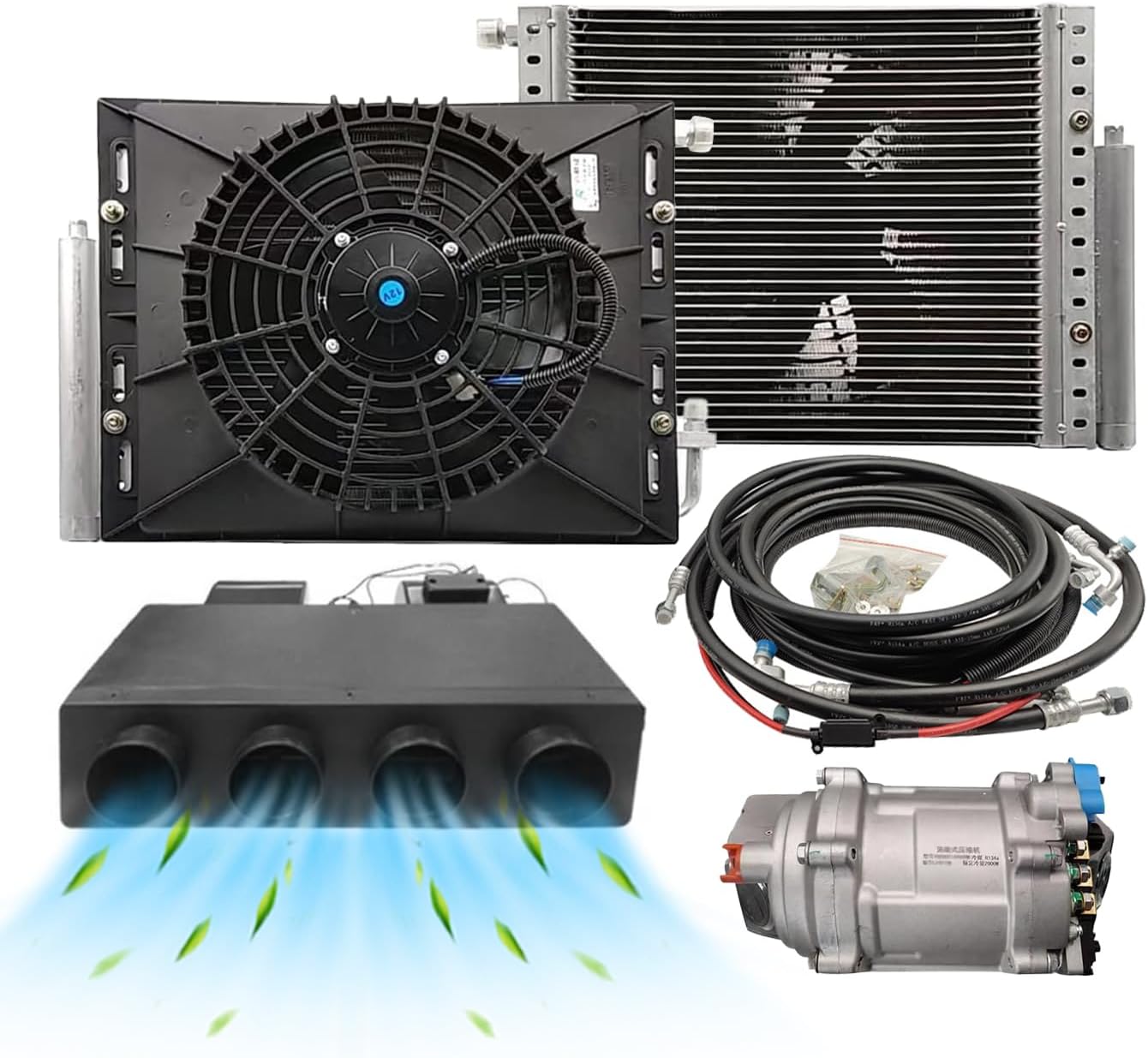 Gouku Universal-Klimaanlage, 12 V, nur Kühlfunktion, universelle Passform, Van, Taxi, automatische Wohnmobile, LKW, elektrisch, AC, energiesparend, Schwarz