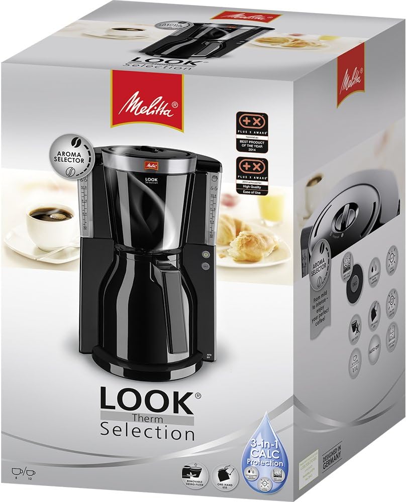 Melitta Look Therm Selection - Filterkaffeemaschine - mit Thermokanne - 10 Tassen - Schwarz (M 661 BK SST)
