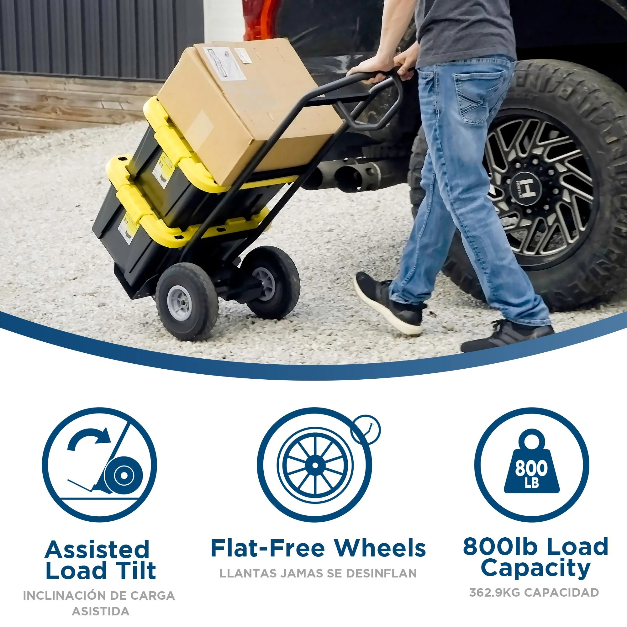 COSCO Load Assist Handkar met P-handgreep en lekvrije wielen, draagvermogen 800 lb
