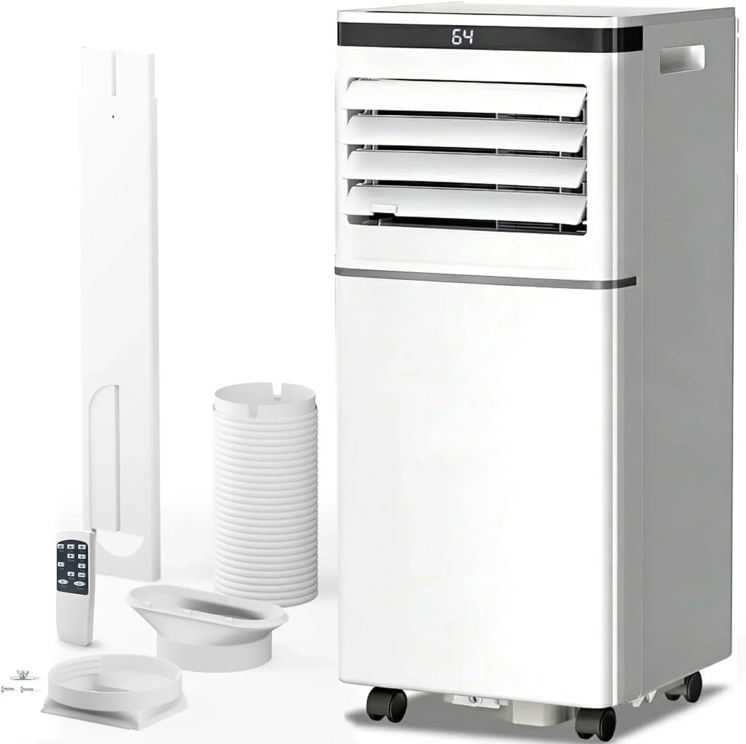 Climatiseur portable 8000 BTU, télécommande, mode ventilateur, refroidit 350 m², minuterie 24 heures, fonctionnement silencieux, fenêtre, 2 vitesses de ventilateur pour chambre à coucher, bureau