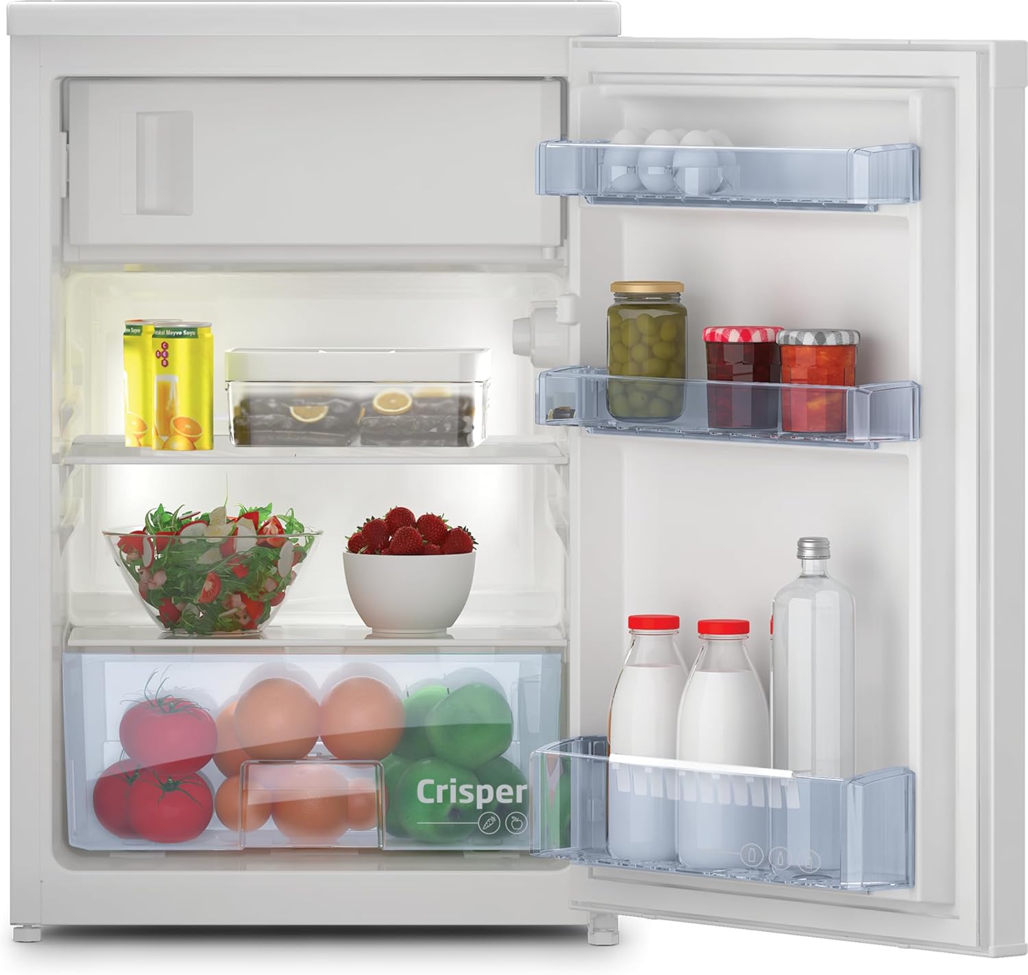 Beko TSE1286N Tisch-Kühlschrank 114 Liter Gesamt-Nutzinhalt, 101 Liter Kühlen, mit 4-Sterne-Gefrierfach, 13 Liter Gefrieren, MinFrost, nur 35 dB(A) Betriebsgeräusch, Weiß