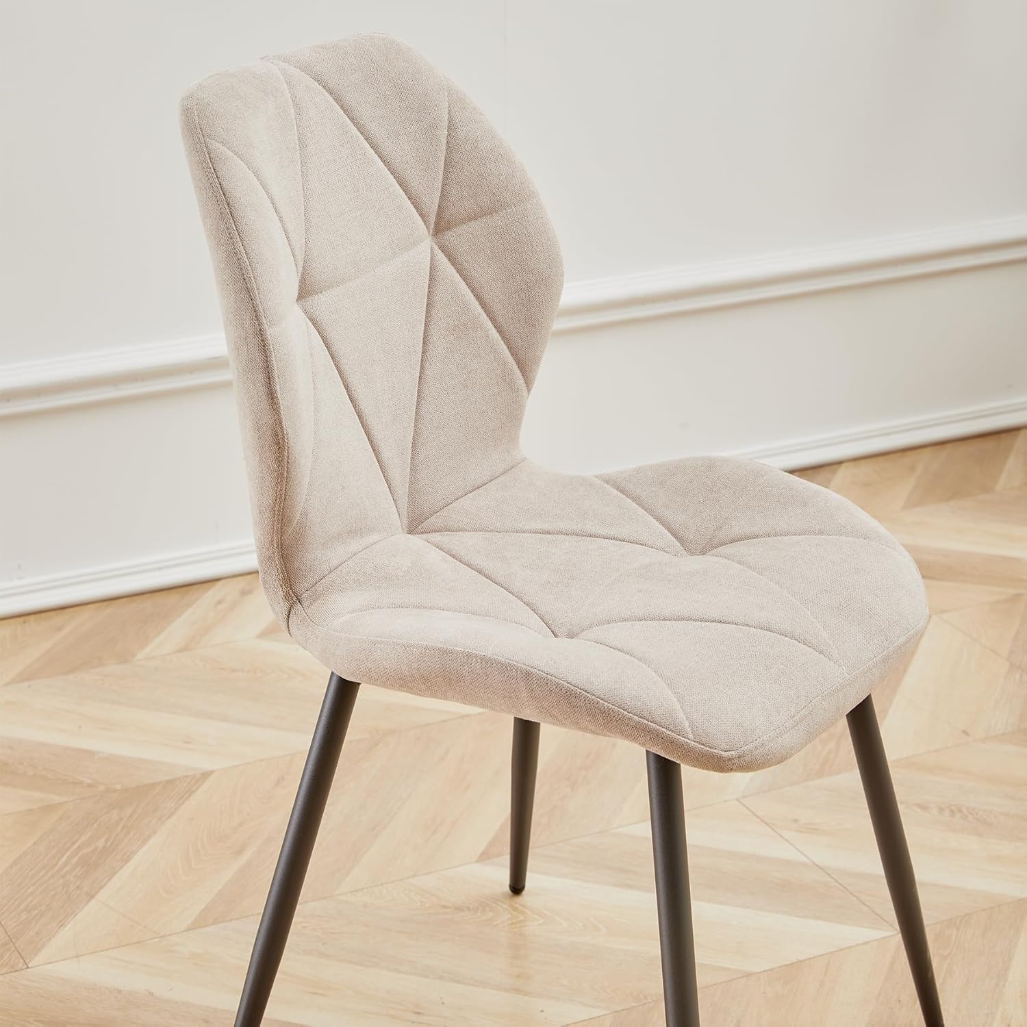 Essgruppe Set Tisch und Stühle, 100cm Runder Esstisch und 4 Leinen-Esszimmerstühle, 4 Stühle & Tisch für Küche, Esszimmer und Wohnzimmer (Khaki-LX, 100 * 100 * 76.5cm (Helle Holzfarbe))