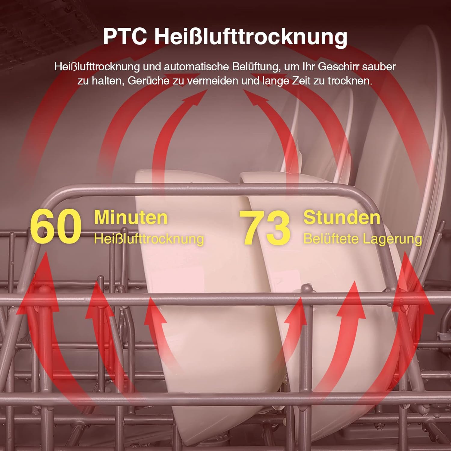 Fullwatt Mini Geschirrspüler für 3 Gedecke Freistehender Tischgeschirrspüler, mit/ohne Wasseranschluss nutzbar, ragbarer Geschirrspüler mit 5+1 Programme Integriertem 5 Liter Wassertank Touch Control
