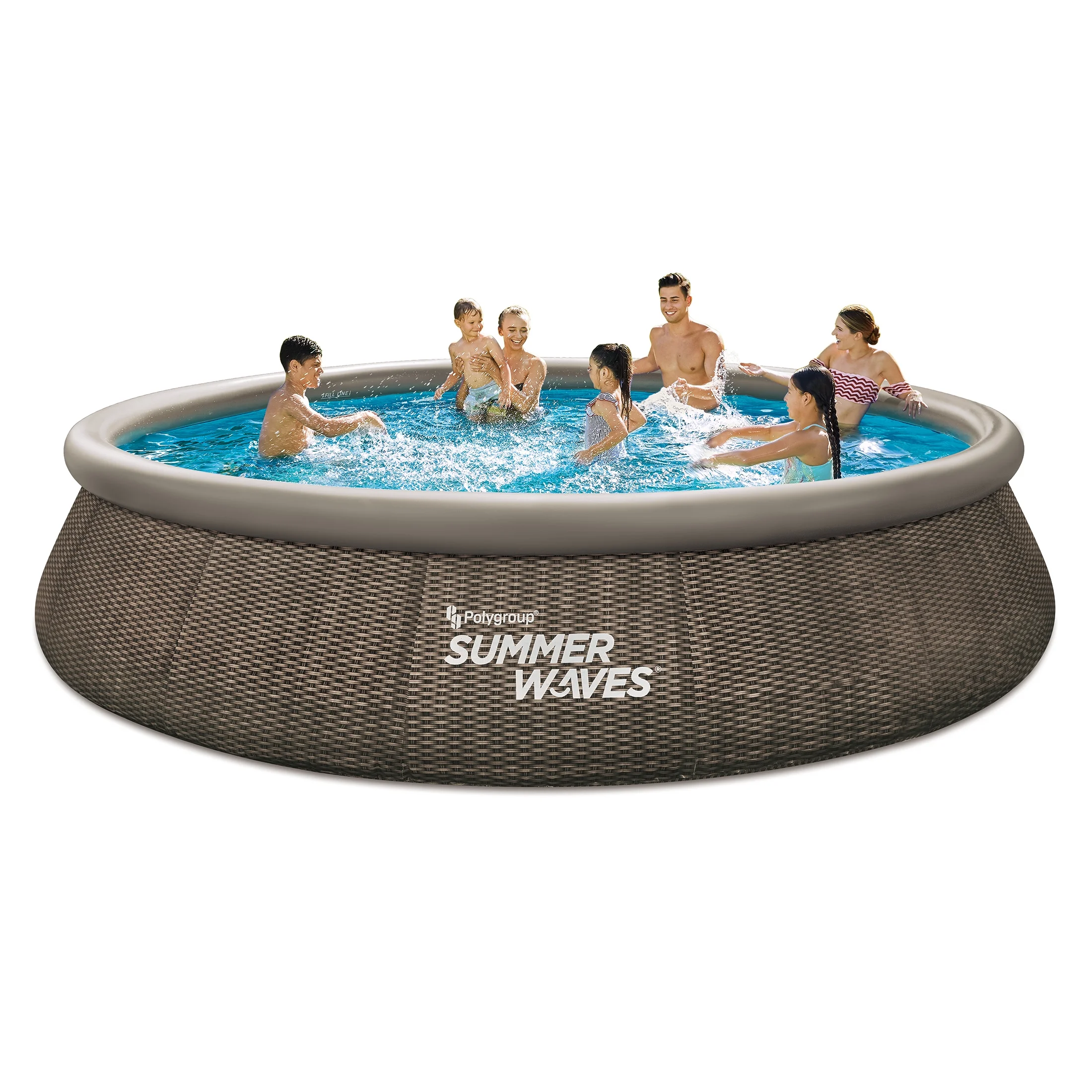 2025 Summer Waves Snelle Zwembad van 15 voet met Dubbel Rattan Print, Rond, Voor Leeftijd 6+, Unisex