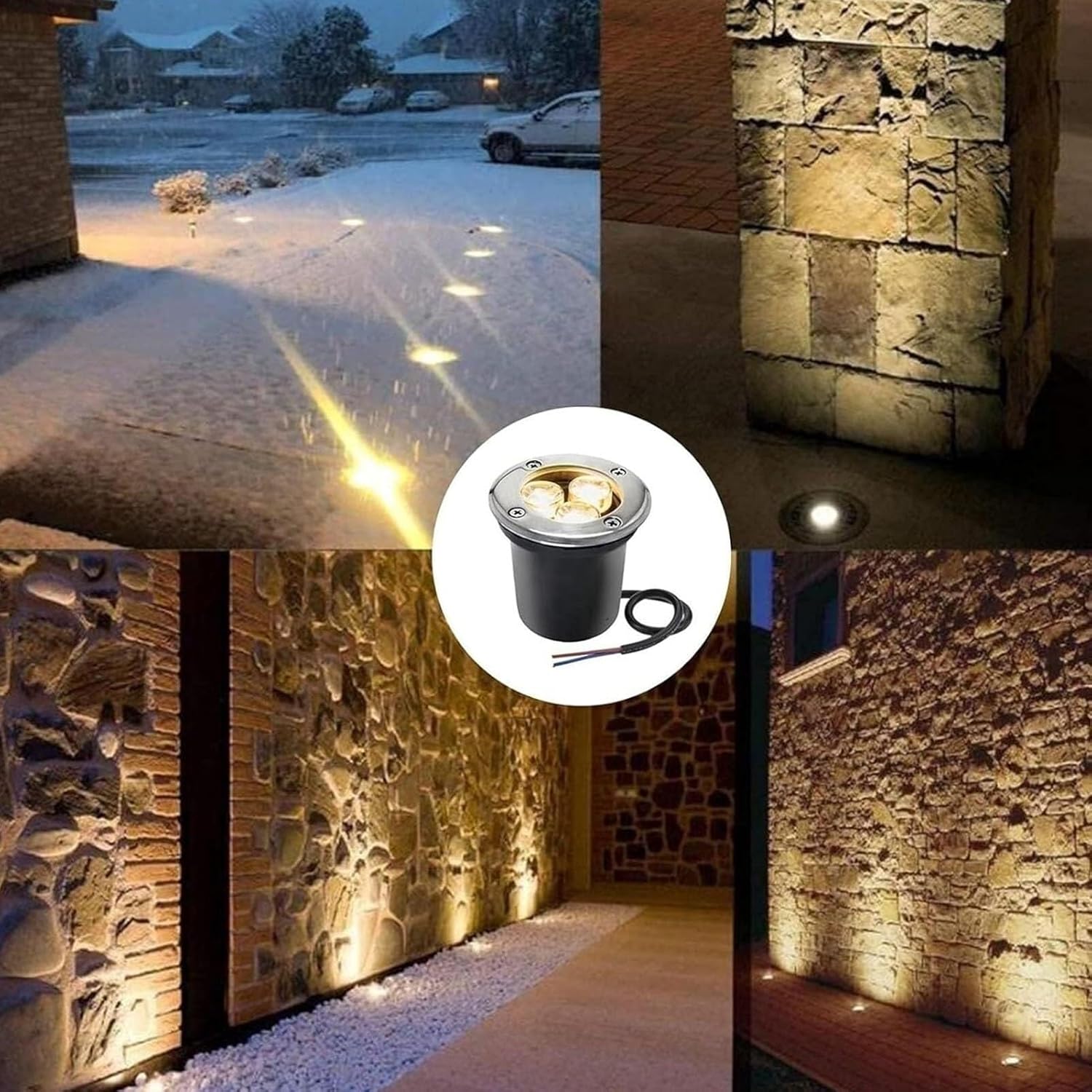 Wasserdichte runde LED-Stehlampe Edelstahl Landschaftsstrahler für Außen Garten & Terrasse Beleuchtung (Rot) & Stilvolle Bodenleuchten