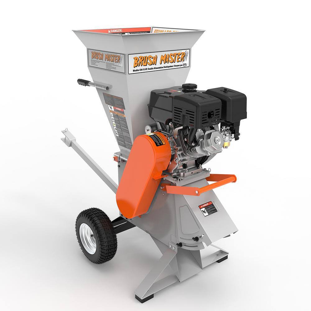 Brush Master 15 HP Chipper Shredder, 4��� Diameter Feed, Trailer Hitch, Gloves & Goggles Included