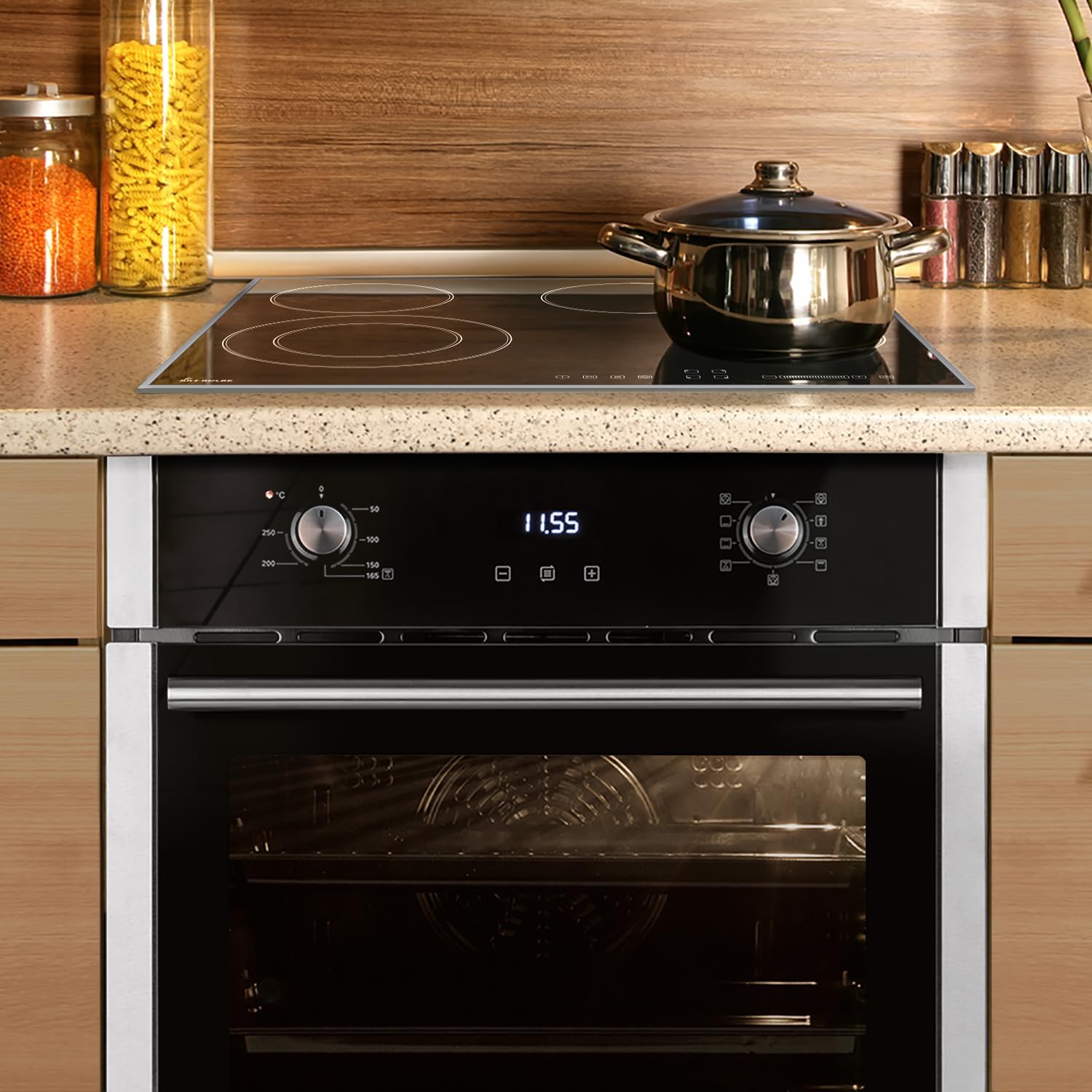 KKT KOLBE Autarkes Herdset | 60cm Einbaubackofen EB8005ED | 59cm Kochfeld CH5901AL | Pizzafunktion Grill Umluft Heißluft | Automatik-Timer | Wärmeschutzverglasung | Kindersicherung | SET8005CH59AL