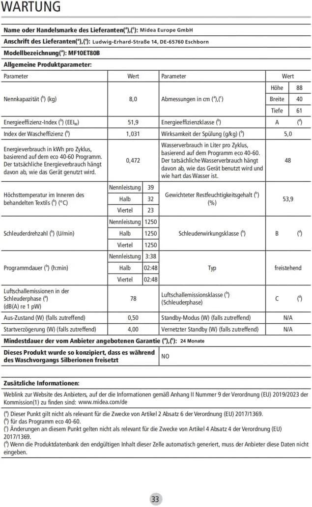 Midea bovenlader wasmachine MF10ET70B / 7KG / A / 1200 tpm/BLDC invertermotor/stoomfunctie/SoftOpener/XL deursopening/kort 15'&45' / meerdere temperatuuropties/AquaStop, wit
