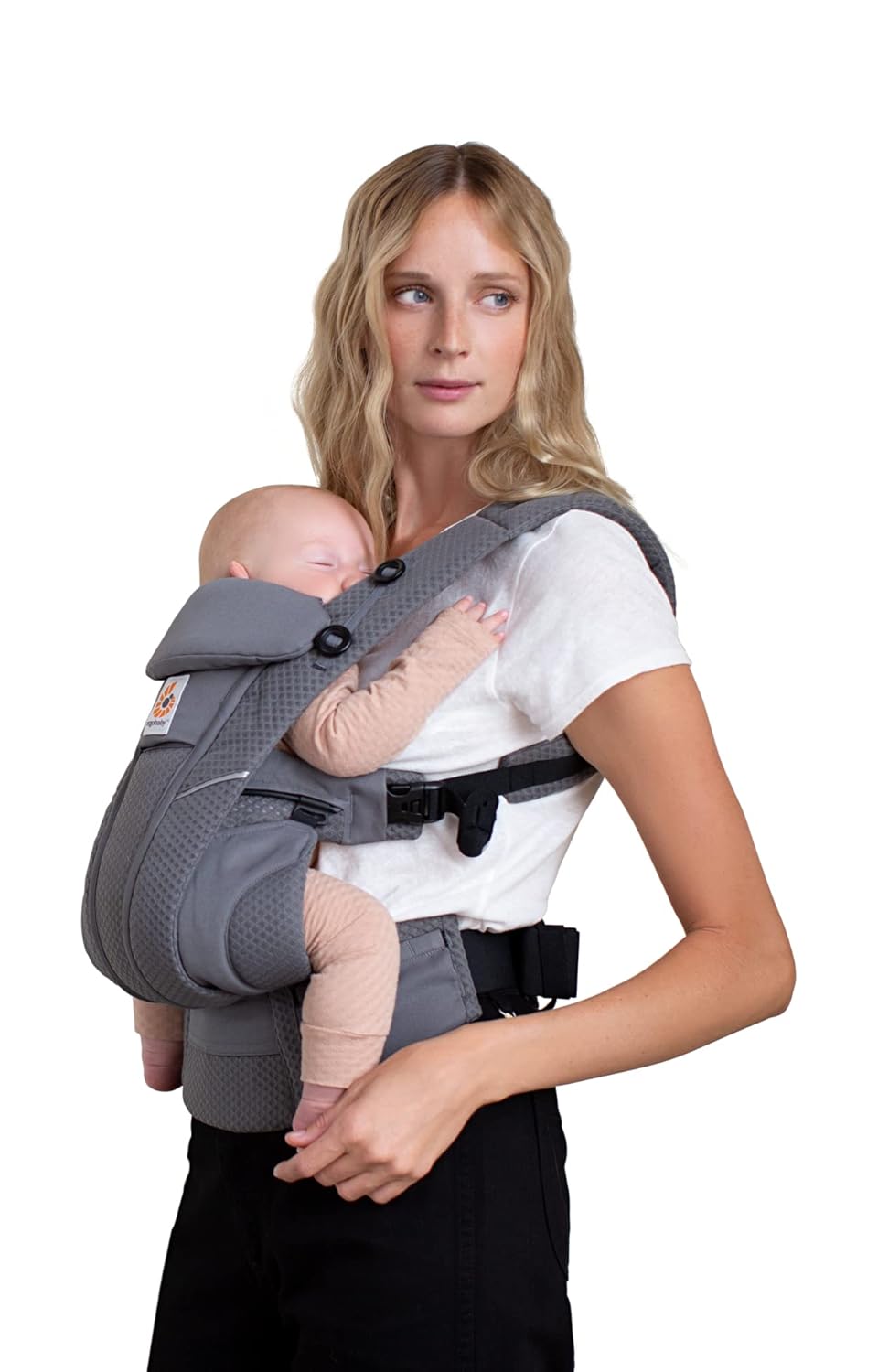 Ergobaby Omni Breeze Babytrage für Neugeborene ab Geburt bis 20kg, 4 Positionen SoftFlex Mesh Ergonomische Babybauchtrage Rückentrage Baby-Tragetasche, Natural Beige