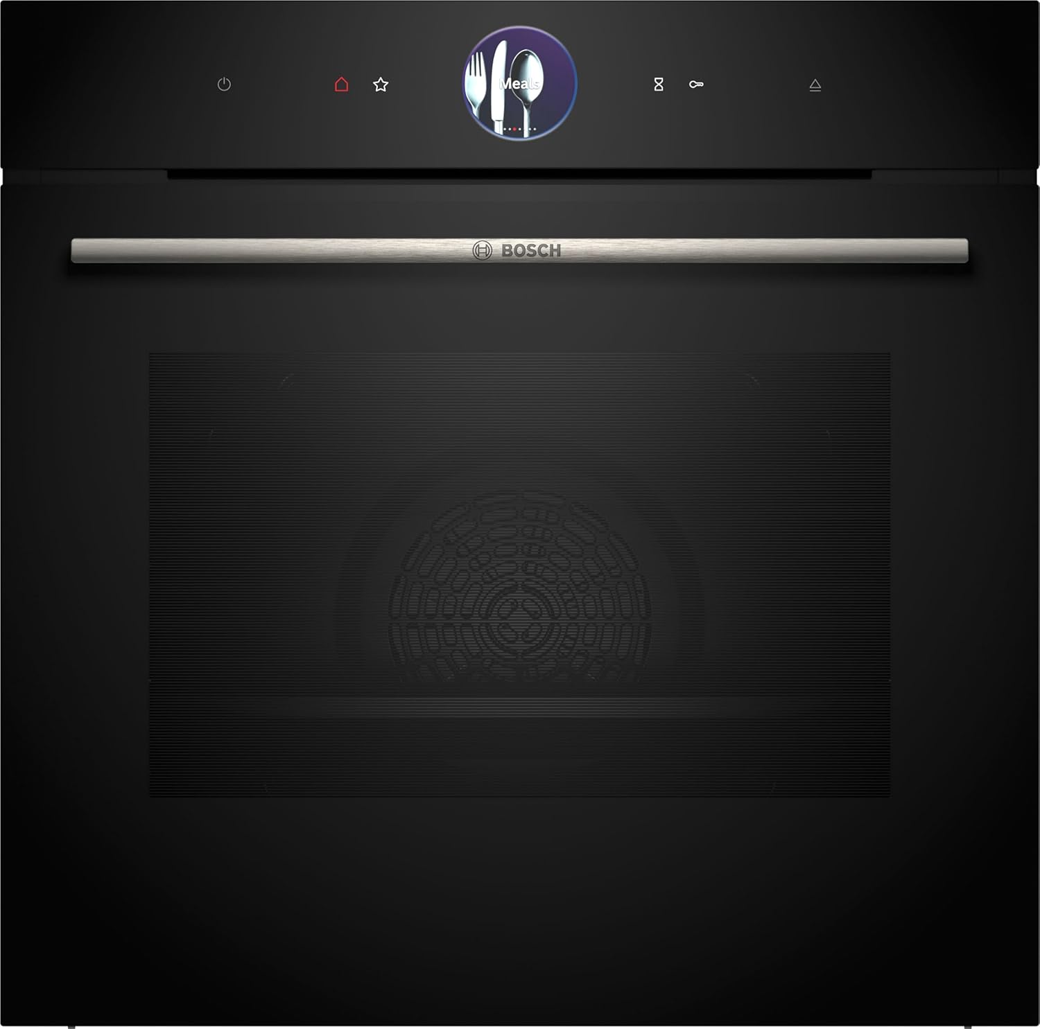 Bosch HMG7361B1, Serie 8 smarter Einbau-Backofen mit Mikrowellenfunktion, 60 x 60 cm, Made in Germany, Schwarz, Air Fry, Digitaler Bedienring, Touchdisplay, Automatikprogramme, Reinigungsunterstützung