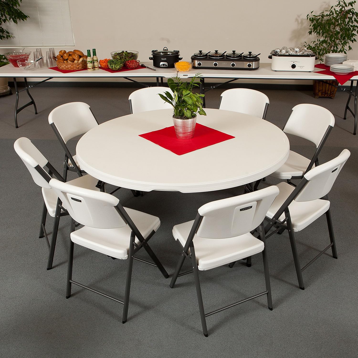 Lifetime 5' Round Folding Table (4 Pack), Commercial Grade, White