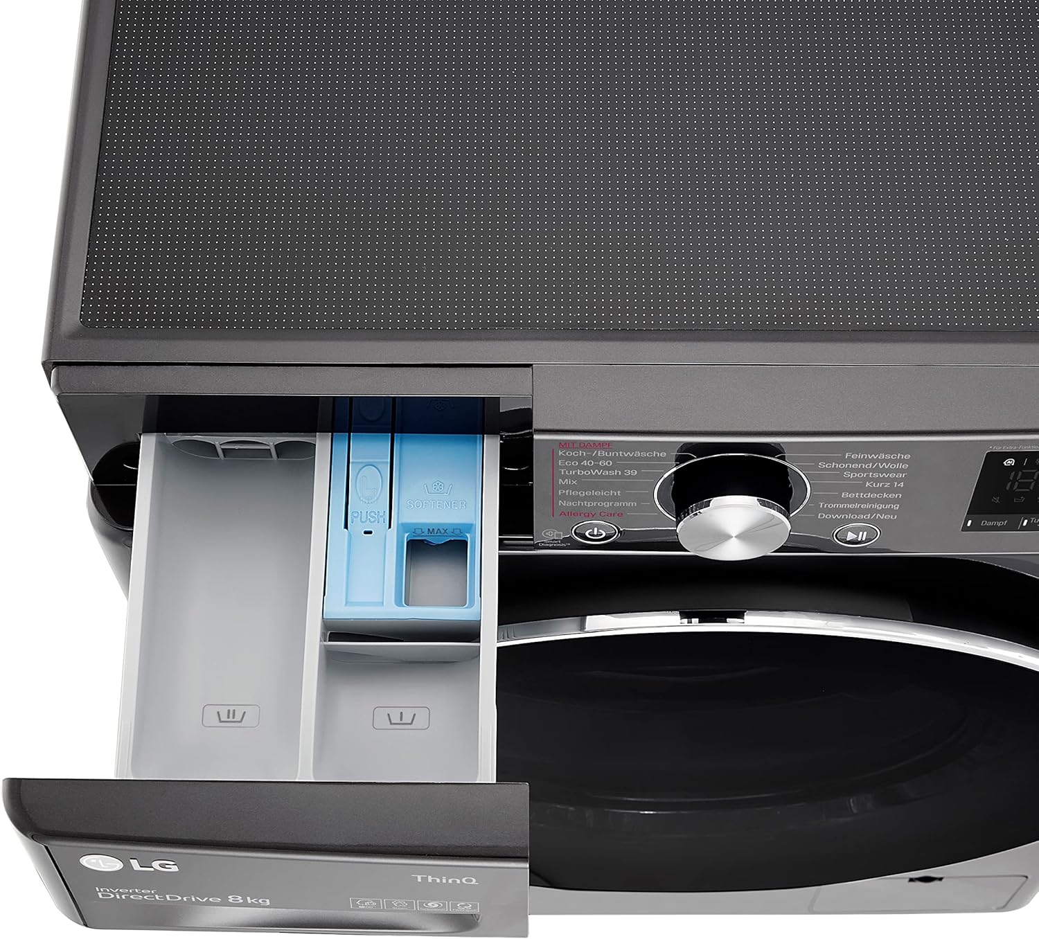 LG F4WV7080, Klasse A, Frontlader-Waschmaschine 8 kg, 1400 U/Min, AI Direct Drive, Wi-Fi, Tiefenreinigung mit Dampf, Groe Kapazitt, TRIPLE A, Auentür aus Sicherheitsglas, 62 x 60 x 85 cm Wei