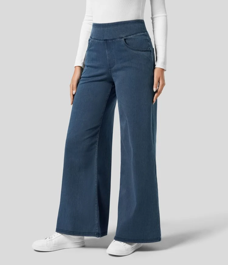 Bequeme Damen Jeans mit hohem Bund und elastischer Passform - Flexible Stretchhose f��r Alltag und B��ro mit hohem Tragekomfort