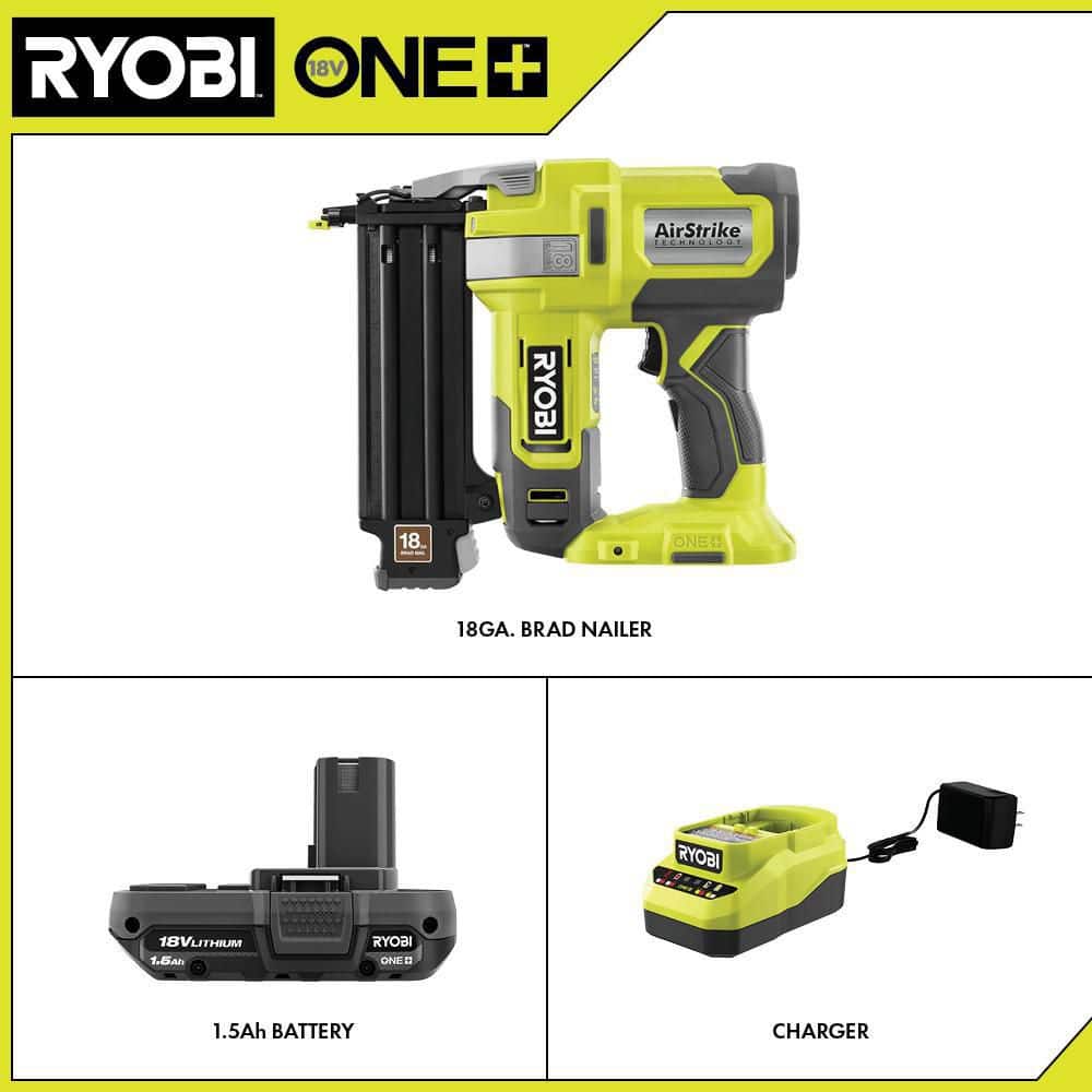 ONE+ 18V 18-Gauge Cordless AirStrike Brad Nailer with 1.5 Ah Battery and Charger P321KN