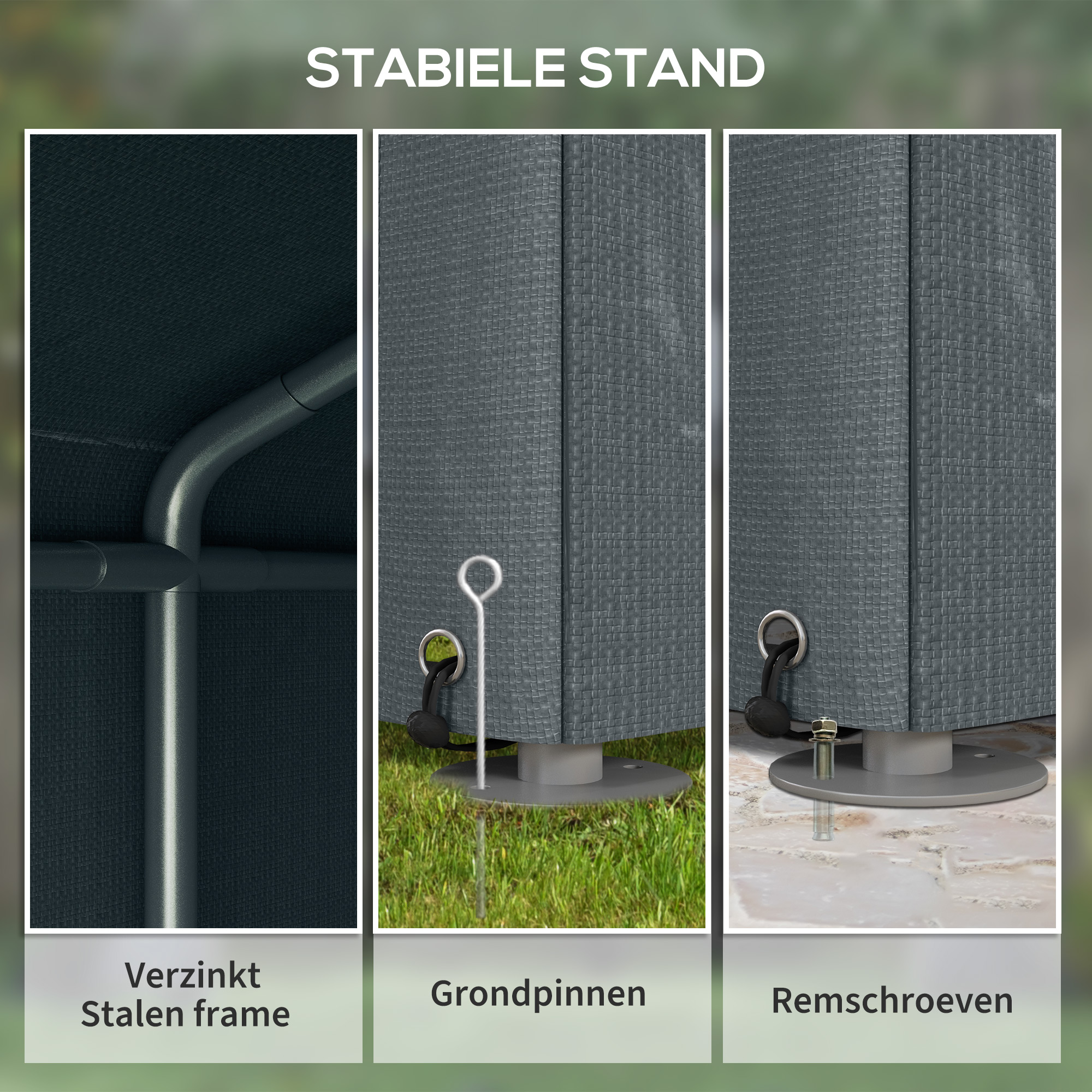 Tuinschuur, Tentgarage, Grote Deur, Roestvrij Metalen Frame, 160x218x172 cm, Donkergrijs