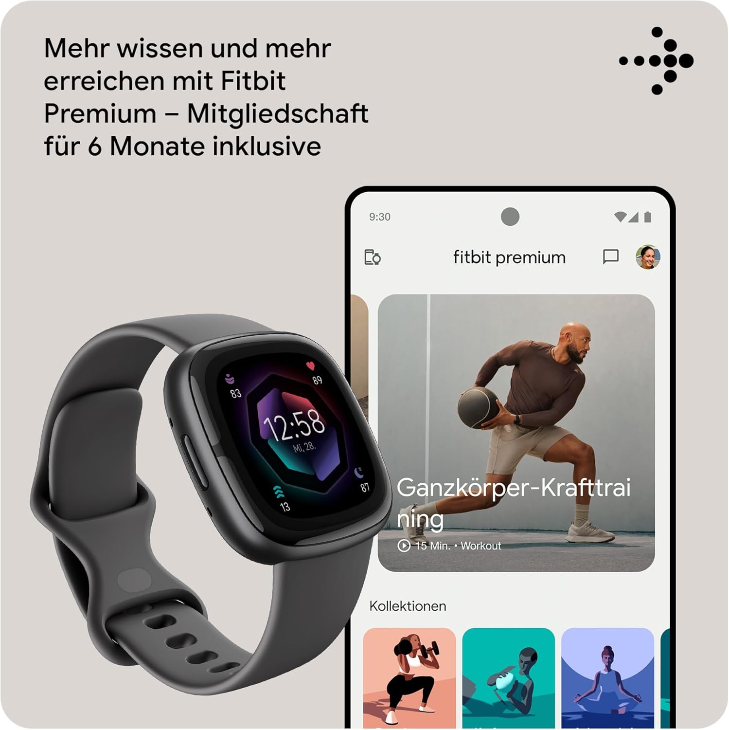 Google Fitbit Sense 2 – Smartwatch Damen / Herren – Fitnessuhr mit integriertem GPS und Telefonfunktion – Fitness-Tracking mit Stressmanagement, EKG und Schlafanalyse – kompatibel mit Android/iOS