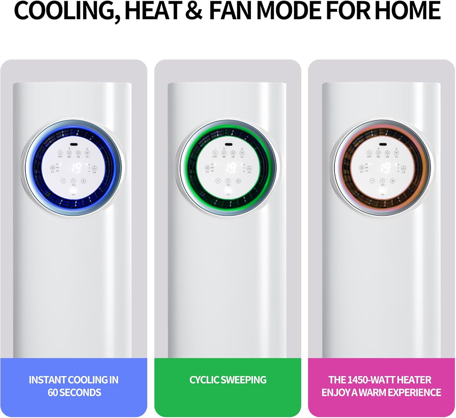 4-in-1-Handheld-Klimaanlage von ELECCI Mobile mit 3 Geschwindigkeits Stufen, Kühlmistfunktion, Timermodi und Farbigen LED-Leuchten – Perfekt für Wohnen, Schlafzimmer und Büro