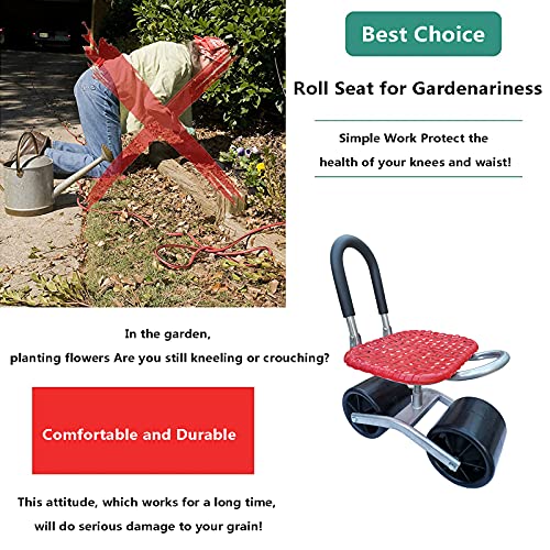 Carrello da giardino con ruote in gomma e sedile da lavoro mobile : Amazon.it: Giardino e giardinaggio