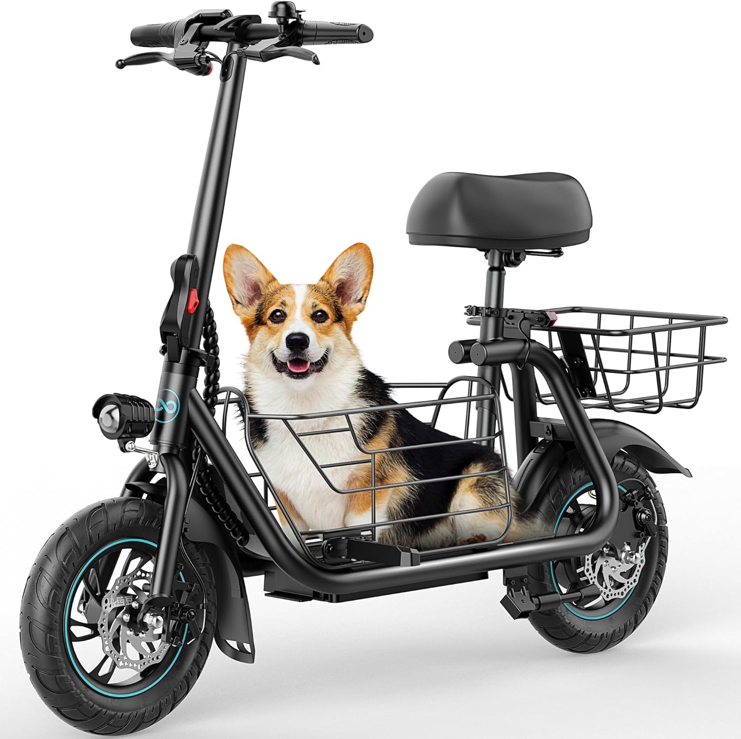 Electric Scooter with Large Basket, 550W Motor