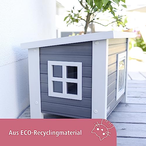 Kerbl Kitty Habitat Shed Kennel Eco Cat House, 57cm x 45cm x 43 cm, grigio / bianco : Amazon.it: Prodotti per animali domestici