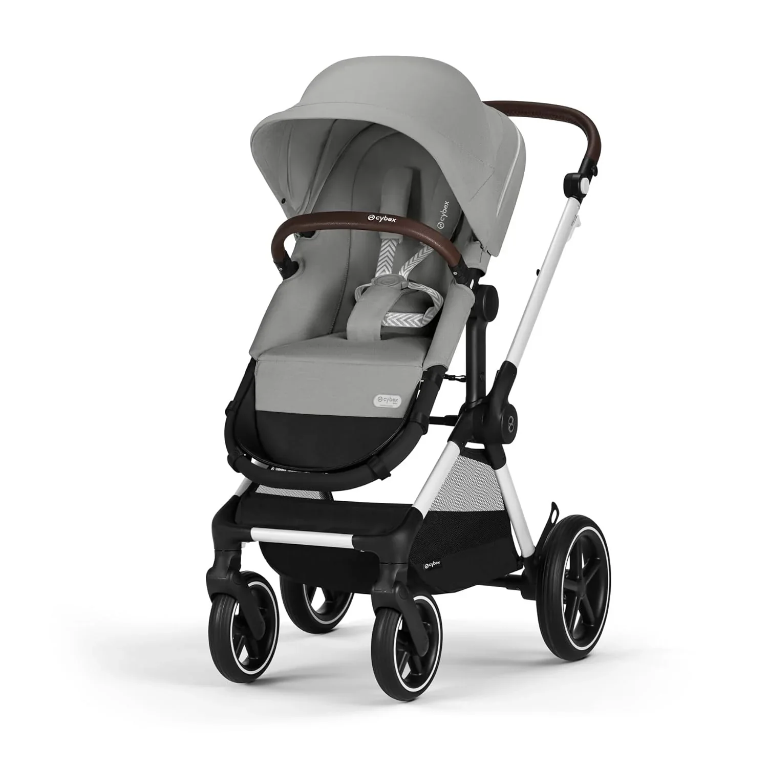 CYBEX Gold Kinderwagen EOS Lux 2-in-1 mit Babyschale Aton B2 i-Size und Babyschalen-Adapter, Reisesystem, Ab Geburt bis 22 kg (ca. 4 Jahre), Moon Black (Schwarz)