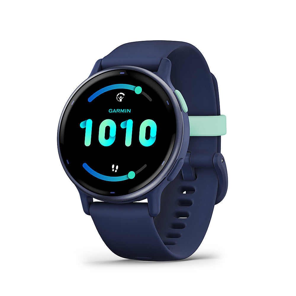 Garmin - v��voactive 5 GPS Smartwatch 42 mm Fiber-reinforced polymer - Metallic Navy Aluminum and Navy