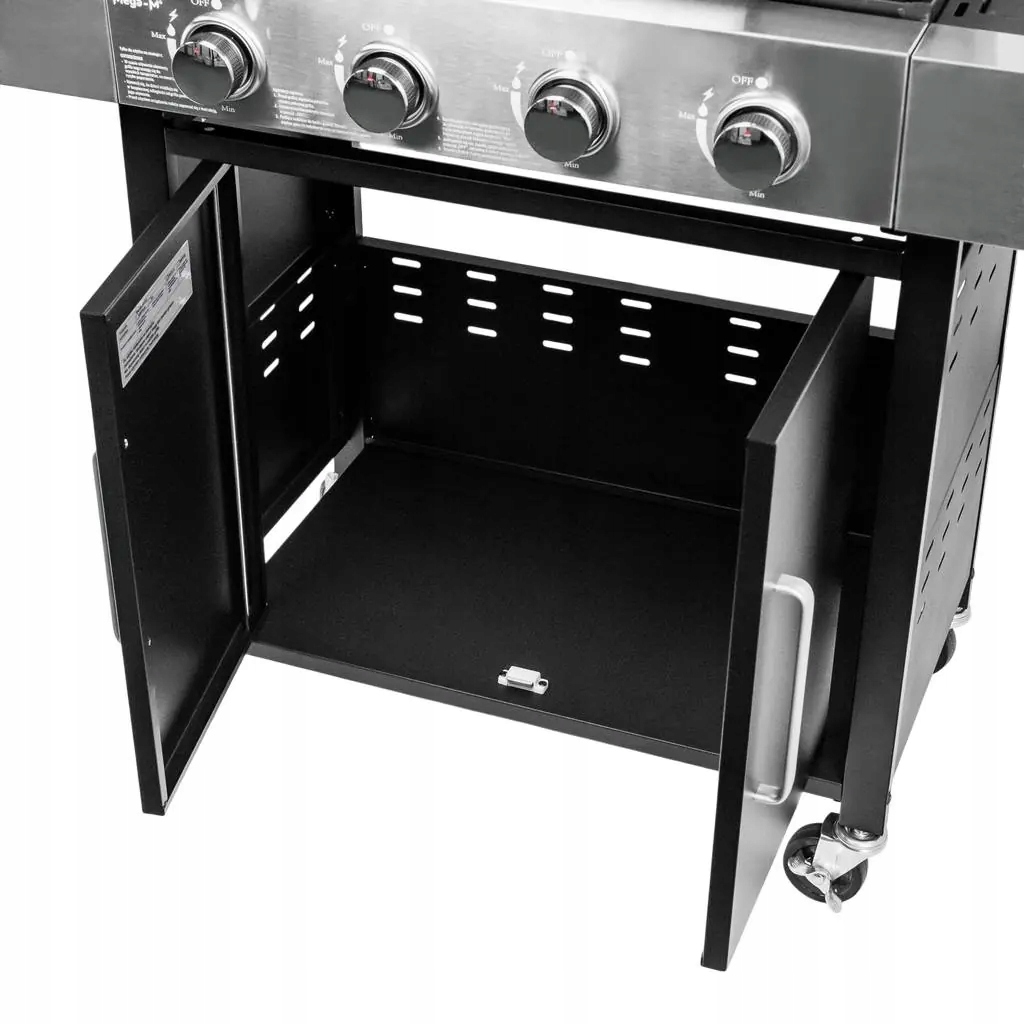 GRILL GAZOWY Ogrodowy RUSZT ŻELIWNY 13kW 4+1 Pokrywa ze Stali Nierdzewnej