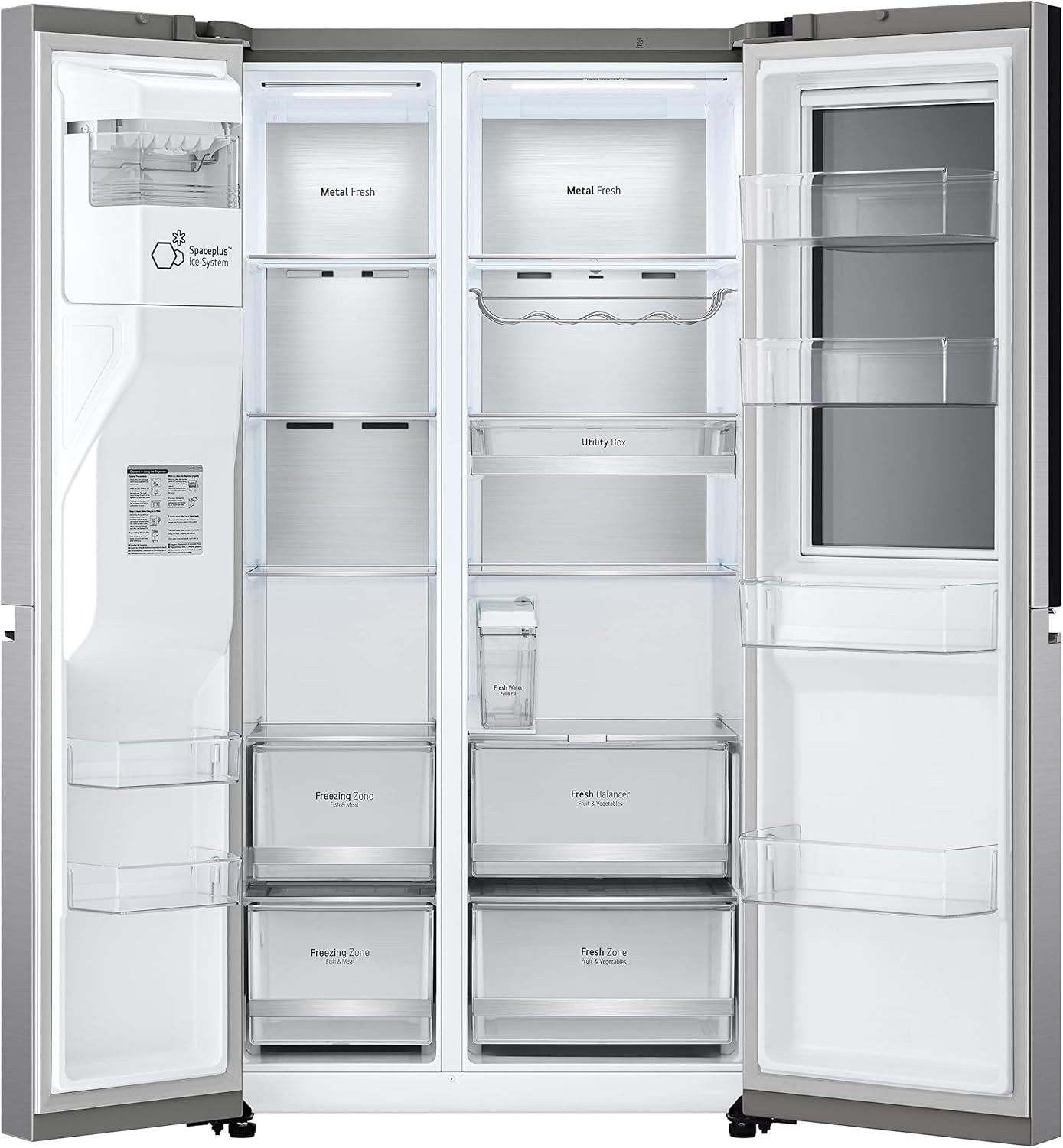 LG GSXV91PZAE Amerikanischer Kühlschrank Side by Side InstaView Total No Frost mit Gefrierfach, 635 l, Nano-UV-Eis-Spender, Türkühlung, Linear Cooling, Smart Kühlschrank mit WLAN und Gefrierschrank