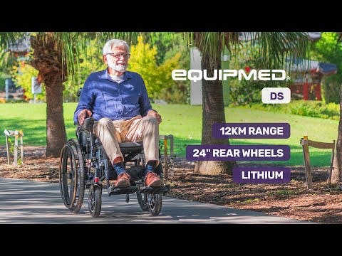 EQUIPMED Electric Wheelchair Folding, Long Range, Airline Approved, Lithium Battery, 24