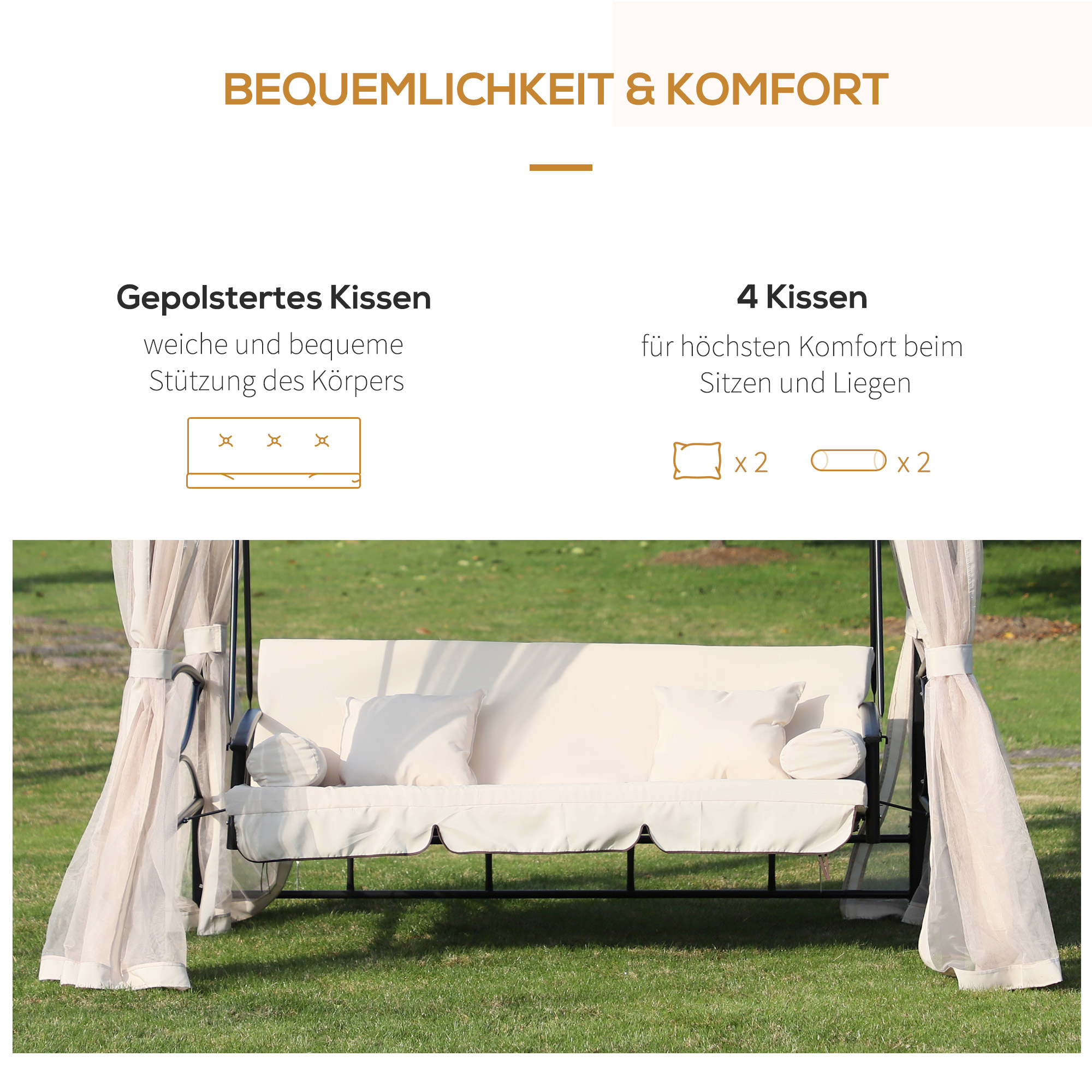 3-zitter Hollywoodschommel tuinschommel paviljoen zijwanden ligfunctie